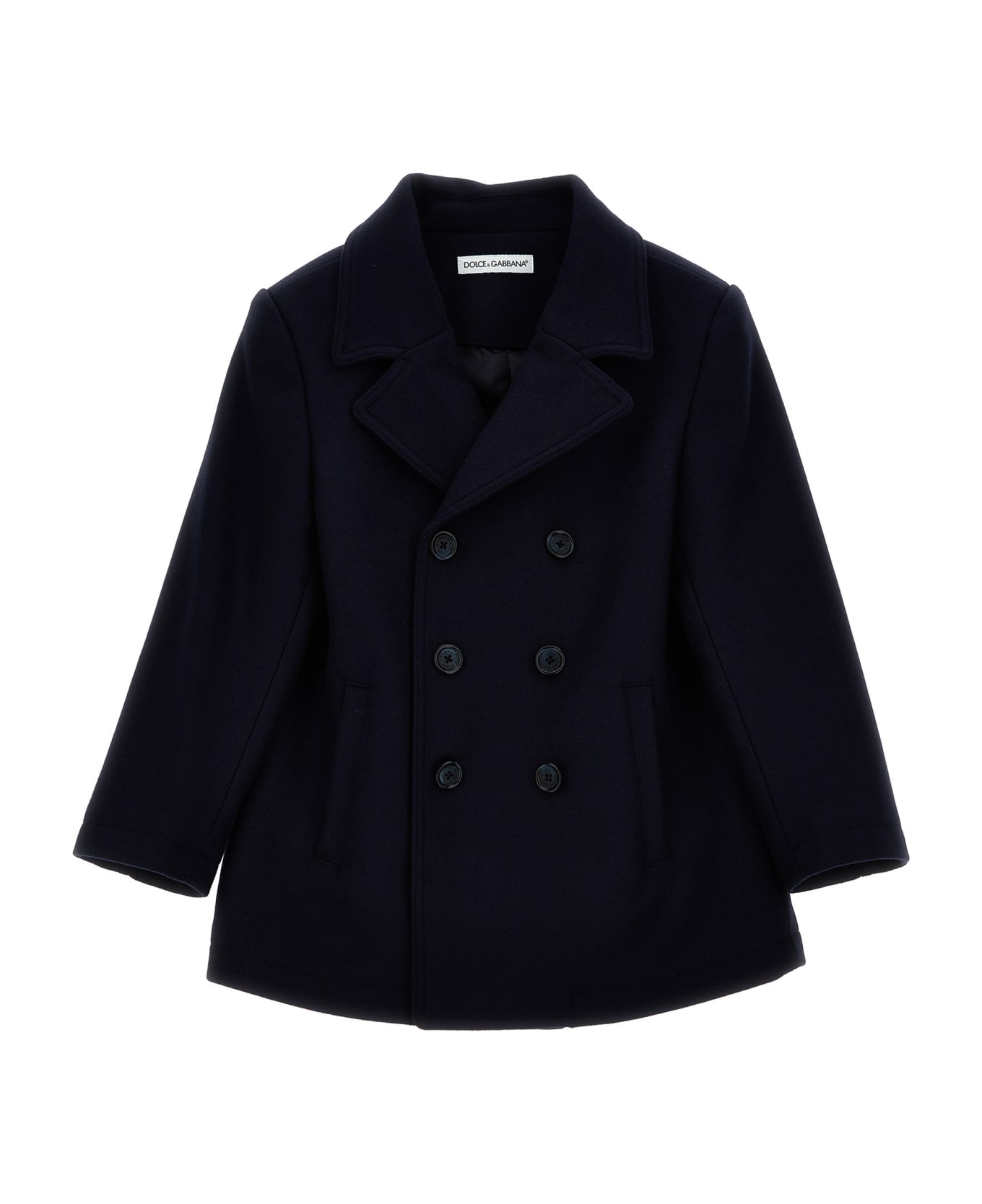 Dolce & Gabbana Double Breasted Wool Coat - Blue