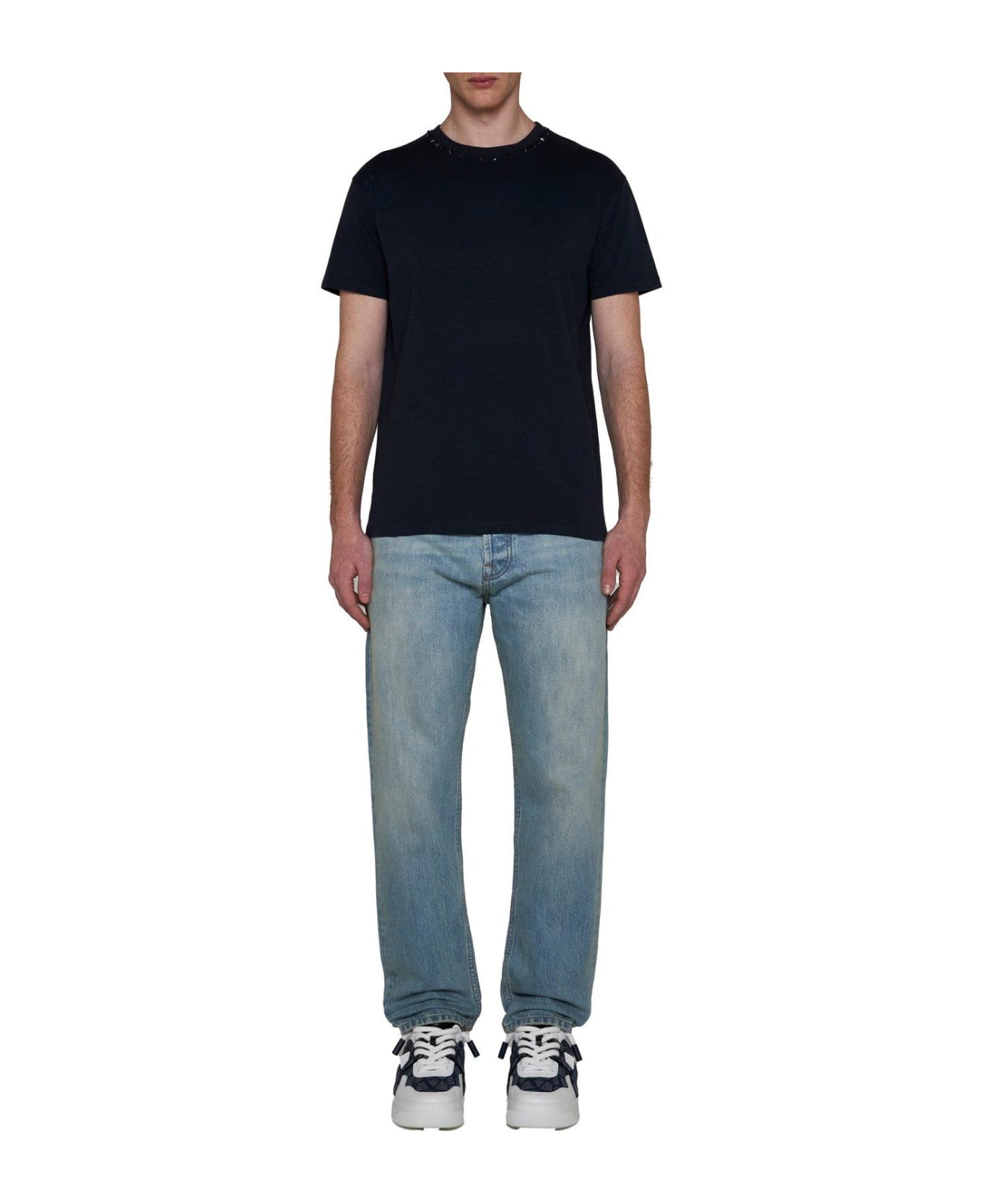 Valentino Untitled Studded Short-sleeved T-shirt - Blue シャツ