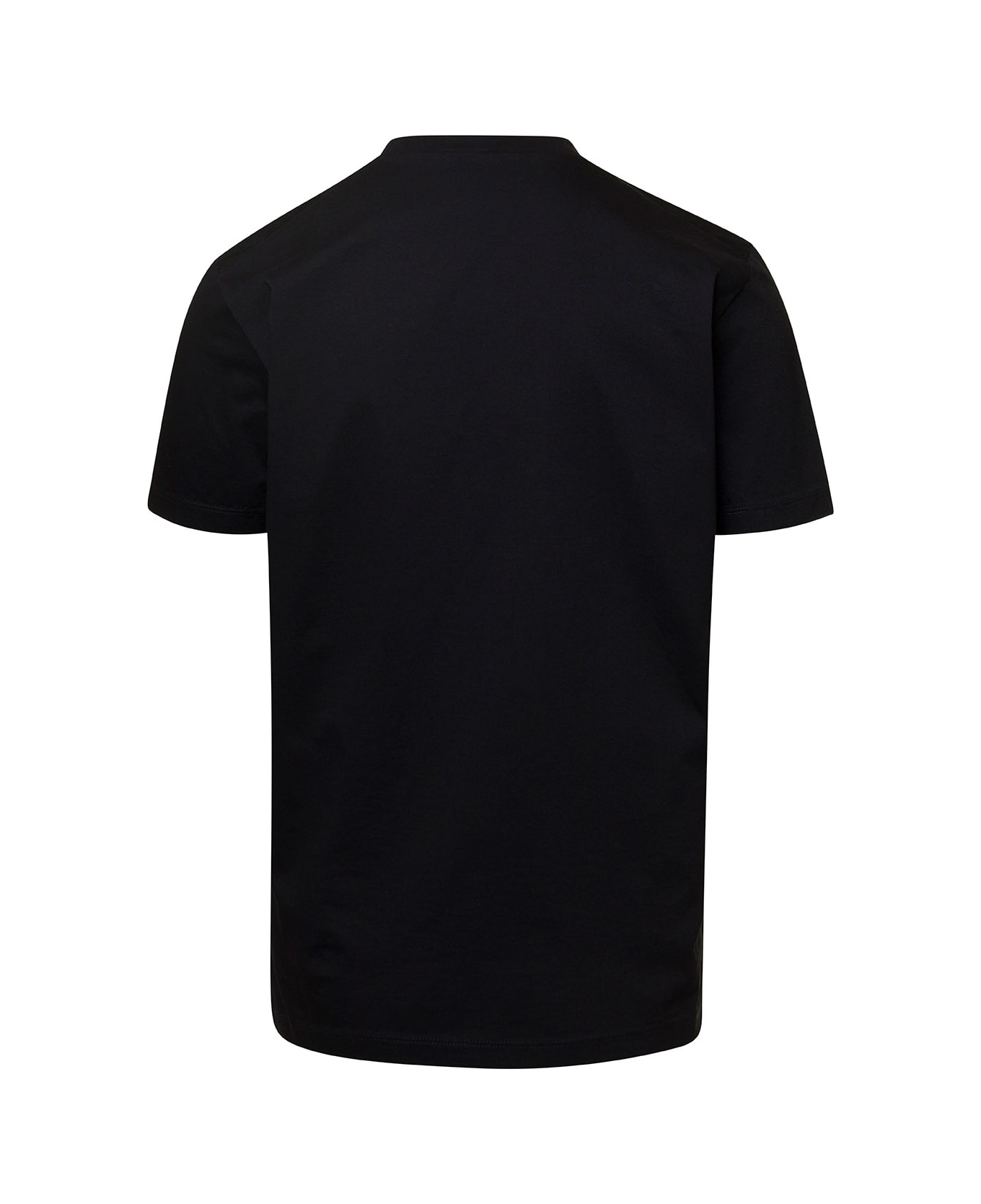 Dsquared2 Black Crewneck T-shirt With D2 Surf Beach Logo On The Chest In Cotton Man - Black