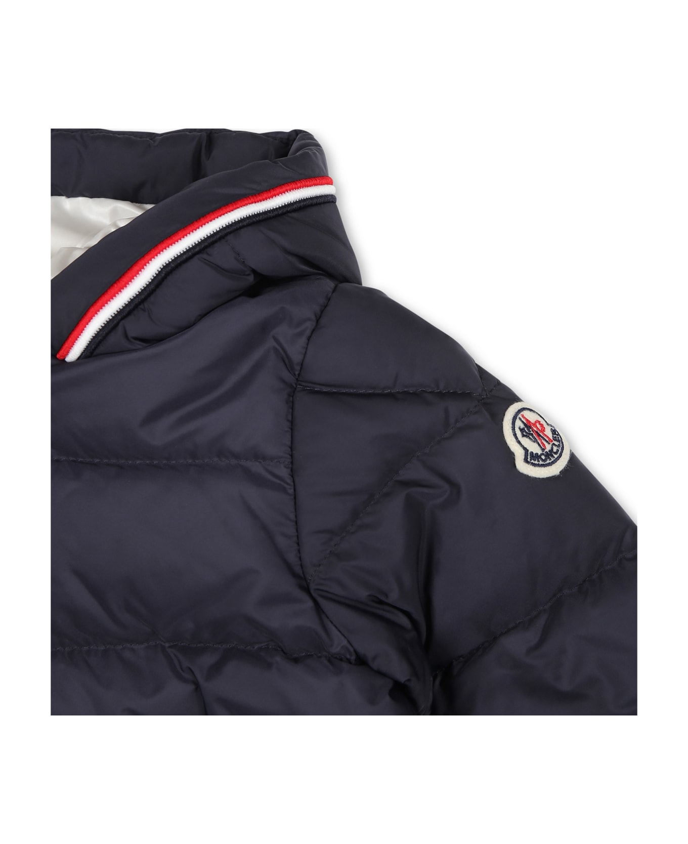 Moncler Merary Blue Down Jacket For Baby Boy With Logo - Blue