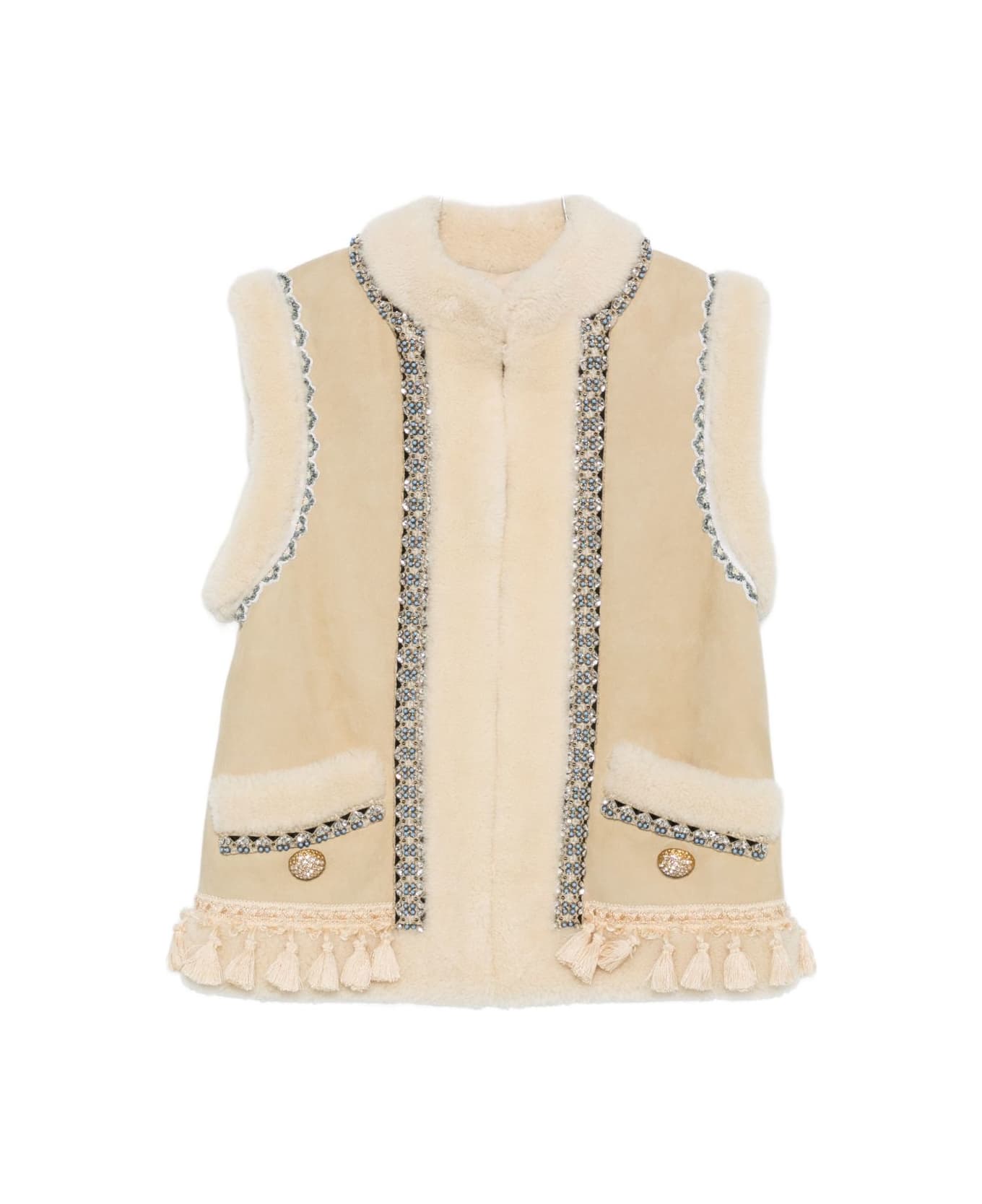 Valentino Garavani Leather Vest - Beige