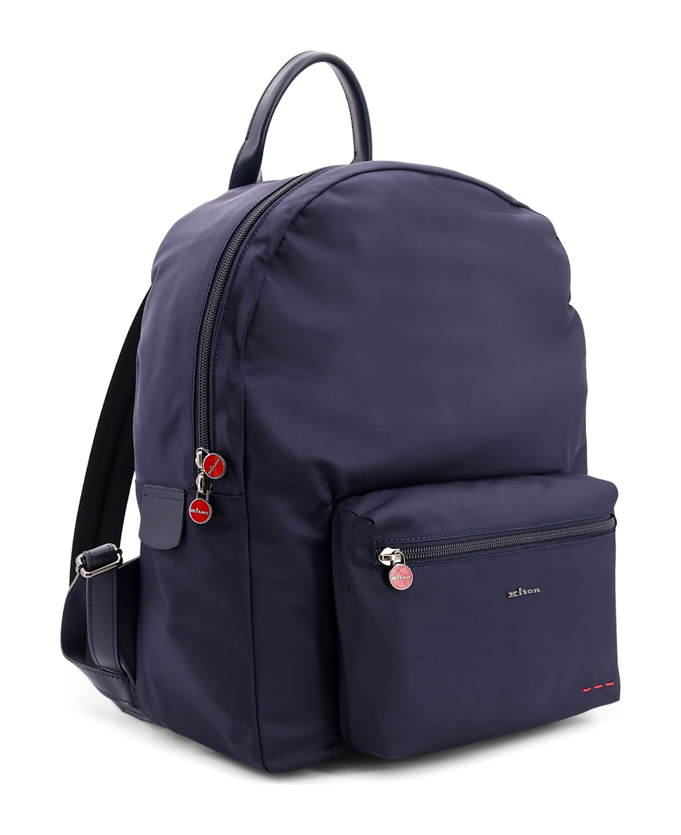 Kiton Nylon Backpack With Metal Lettering Logo - Blue