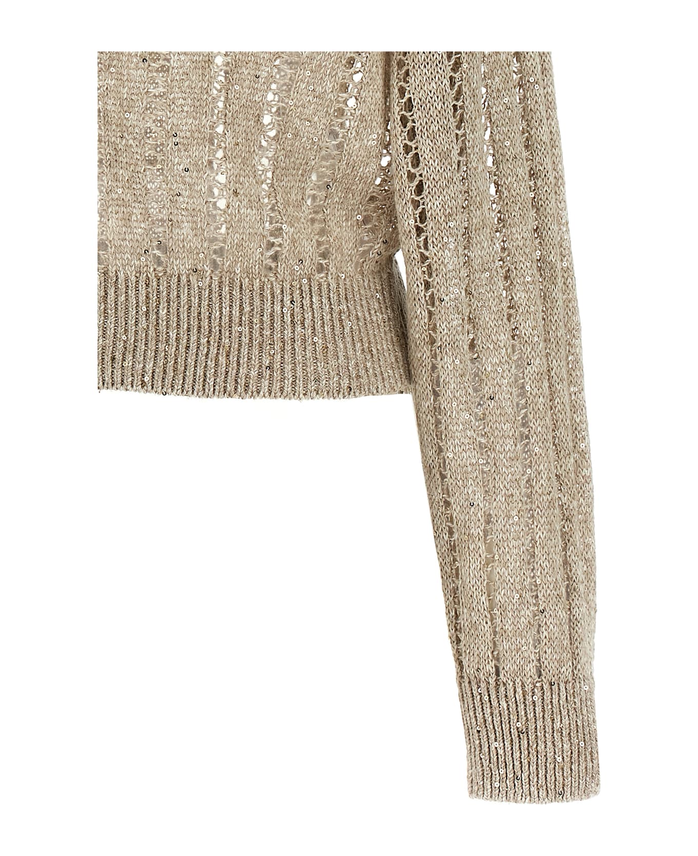 Brunello Cucinelli 'rustic Dazzling Net' Cardigan - Beige