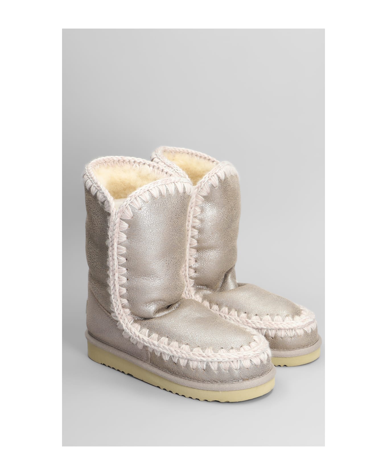 Mou Eskimo 24 Low Heels Ankle Boots In Beige Leather - beige ブーツ