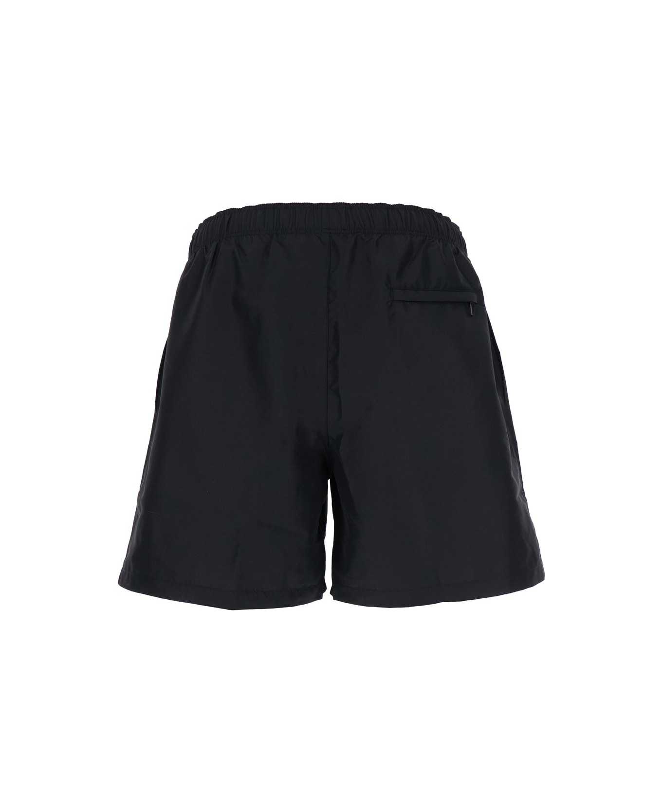 Versace Black Swim Shorts With Elastic Drawstring Waist And Medusa Embroidery On The Front In Tech Fabric Man - Black