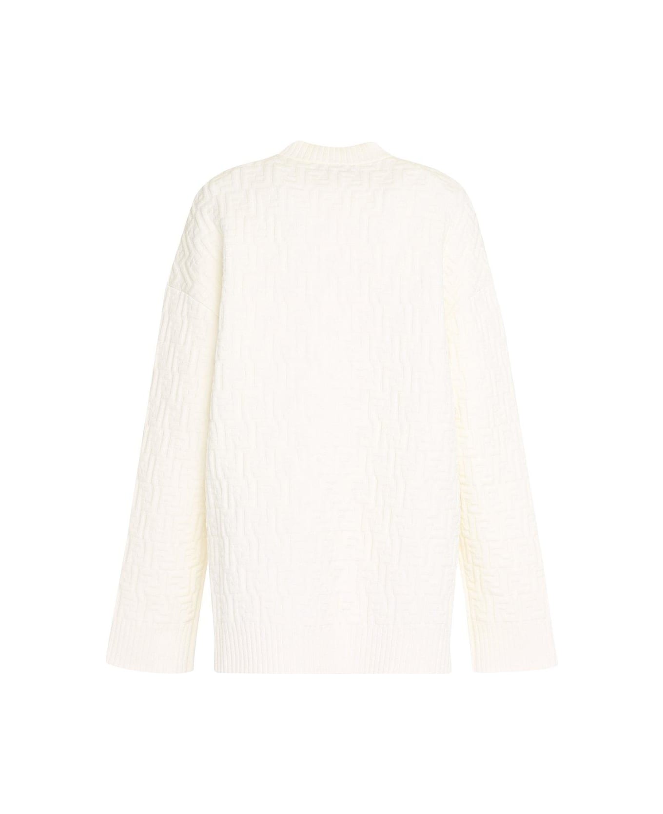 Fendi All-over Ff Motif Embossed Pullover - Bianco