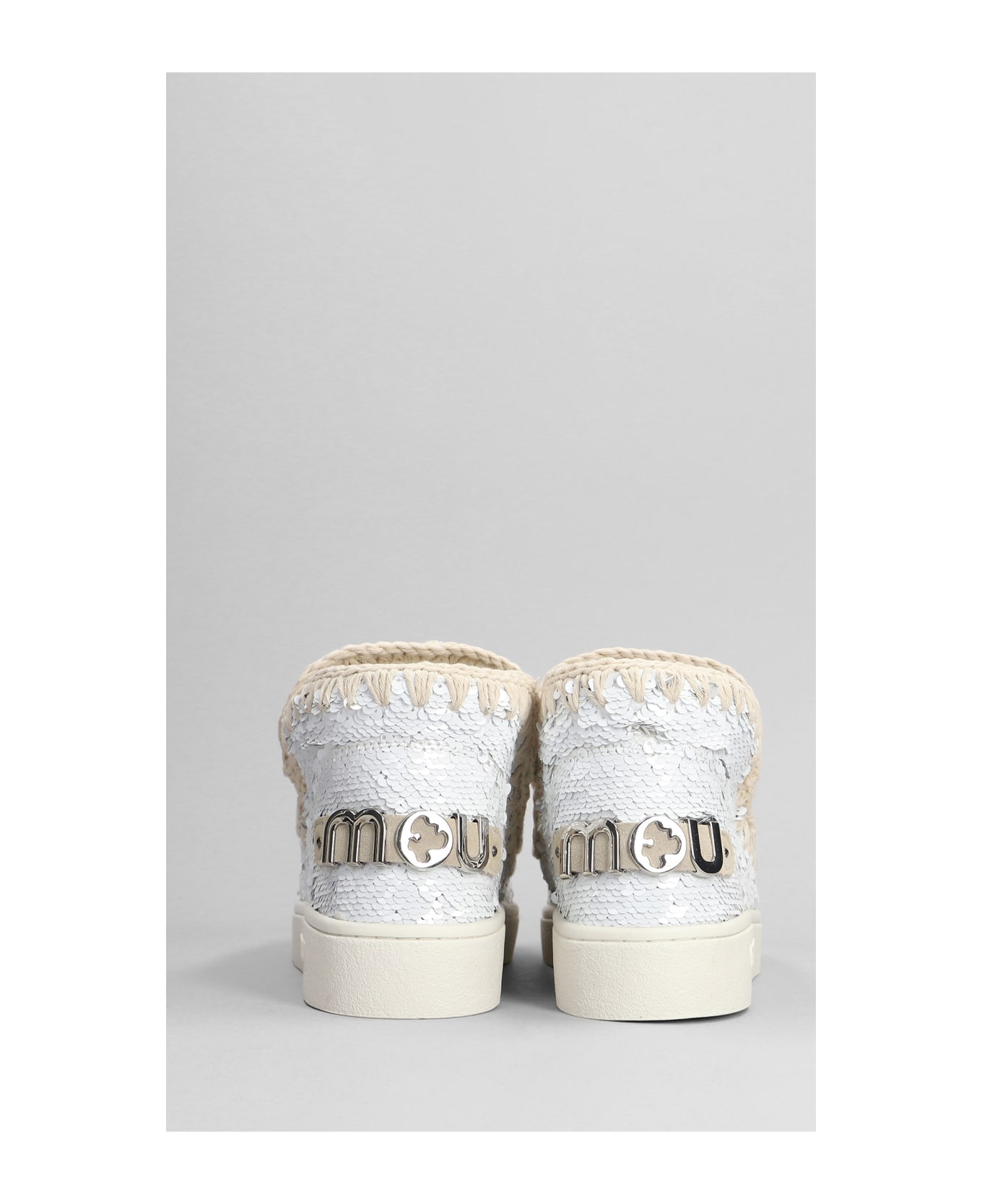 Mou Eskimo New Low Heels Ankle Boots In White Synthetic Fibers - white スニーカー