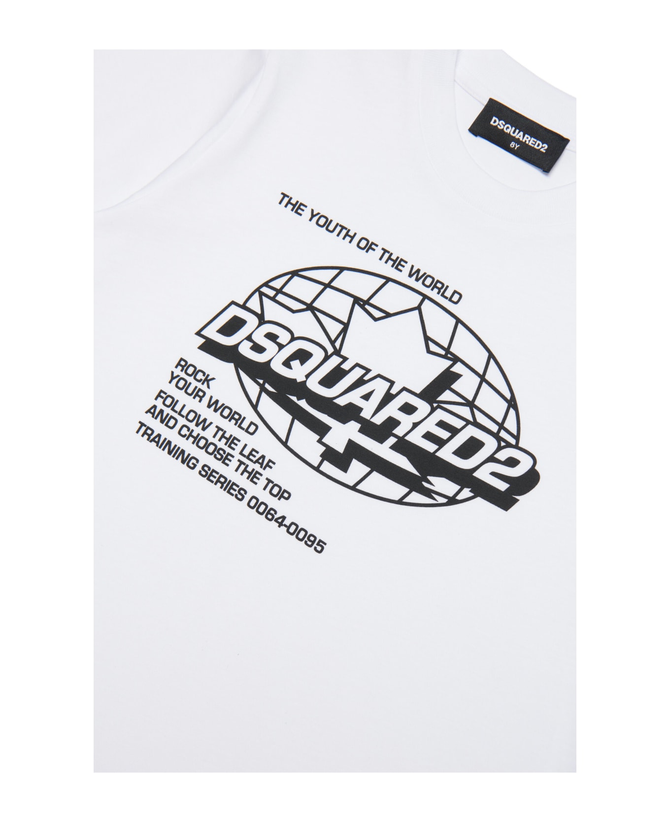 Dsquared2 D2t985u Slouch Fit T-shirt Dsquared Crew-neck Jersey T-shirt With World Graphics - White