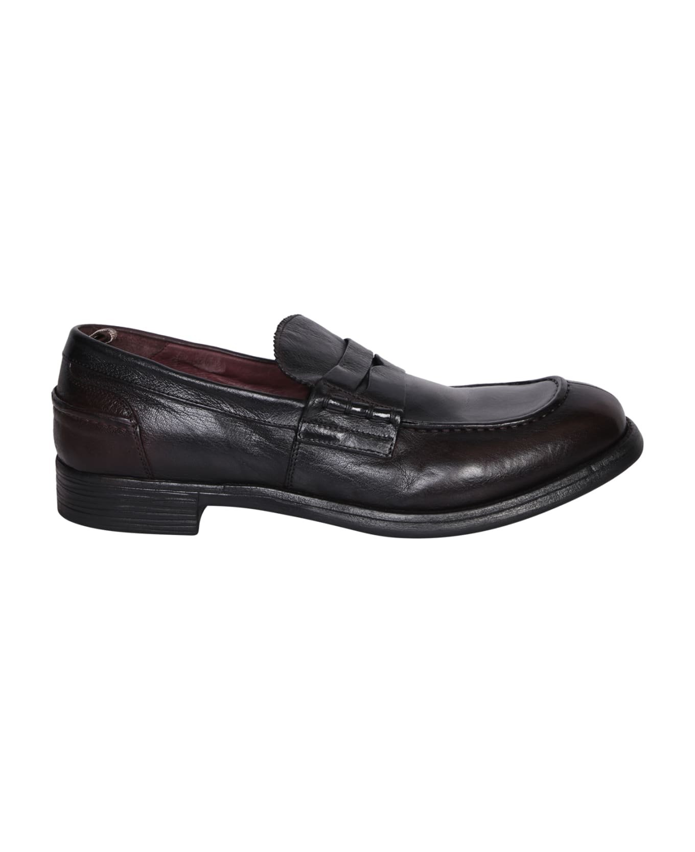 Officine Creative Black Leather Penny Loafers - Brown