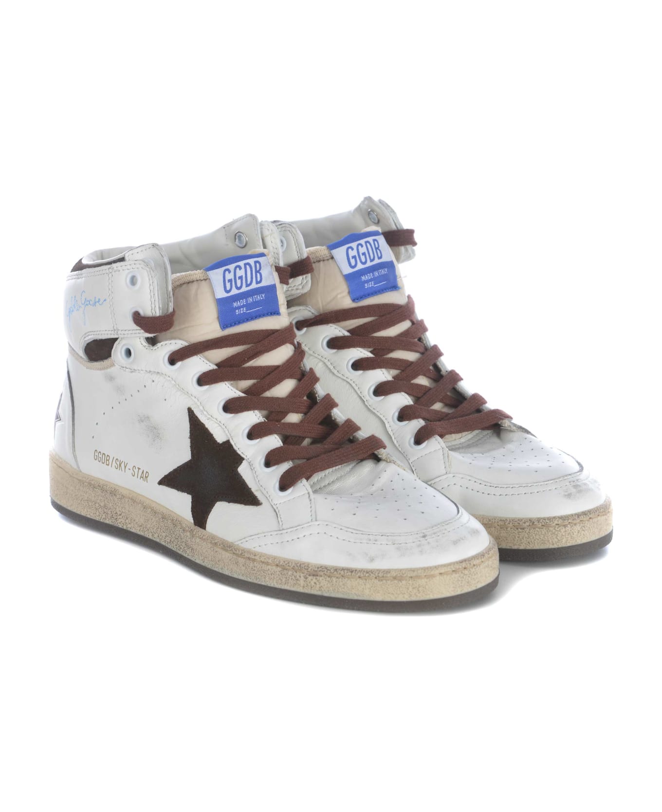 Golden Goose Sky Star Sneakers - White/Beige/Chocolate Brown スニーカー