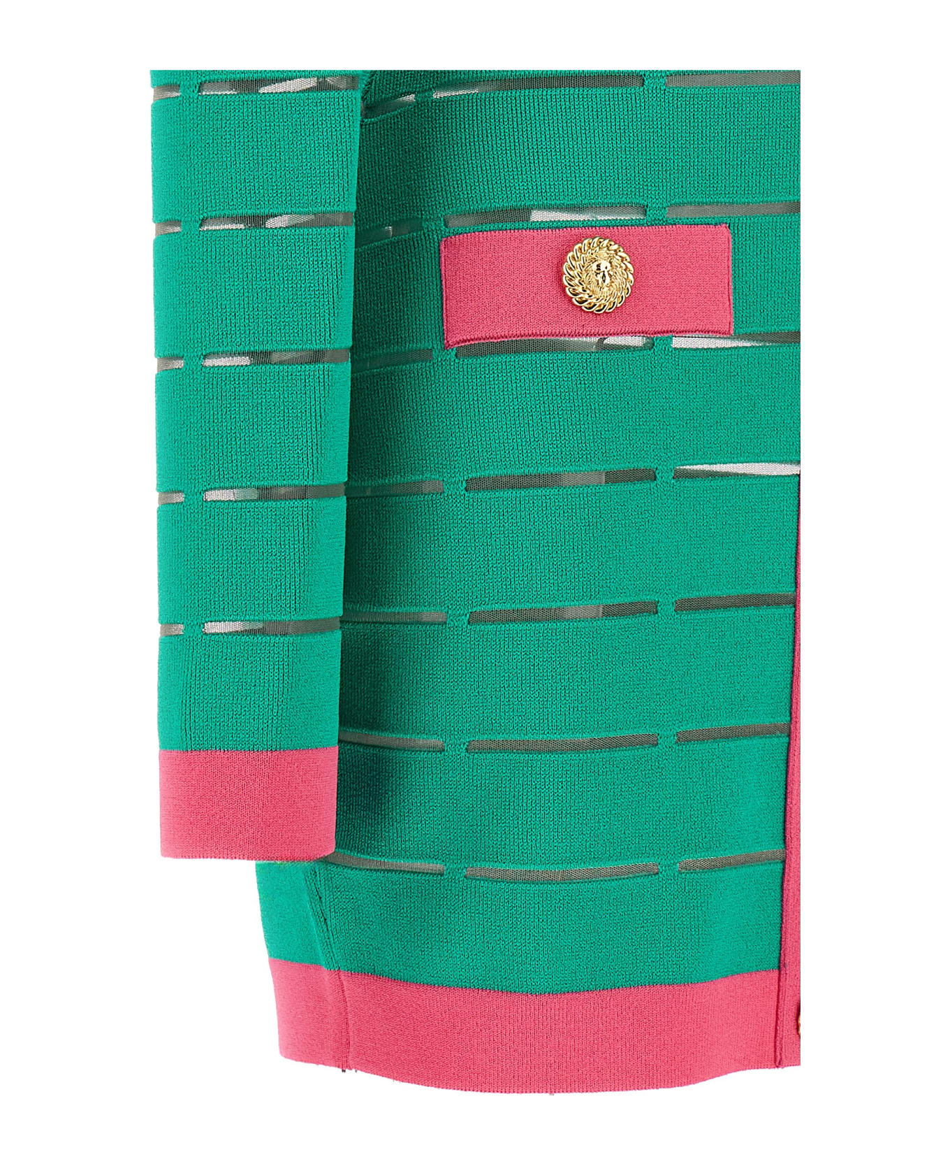 Balmain Two-tone Knit Dress - Green