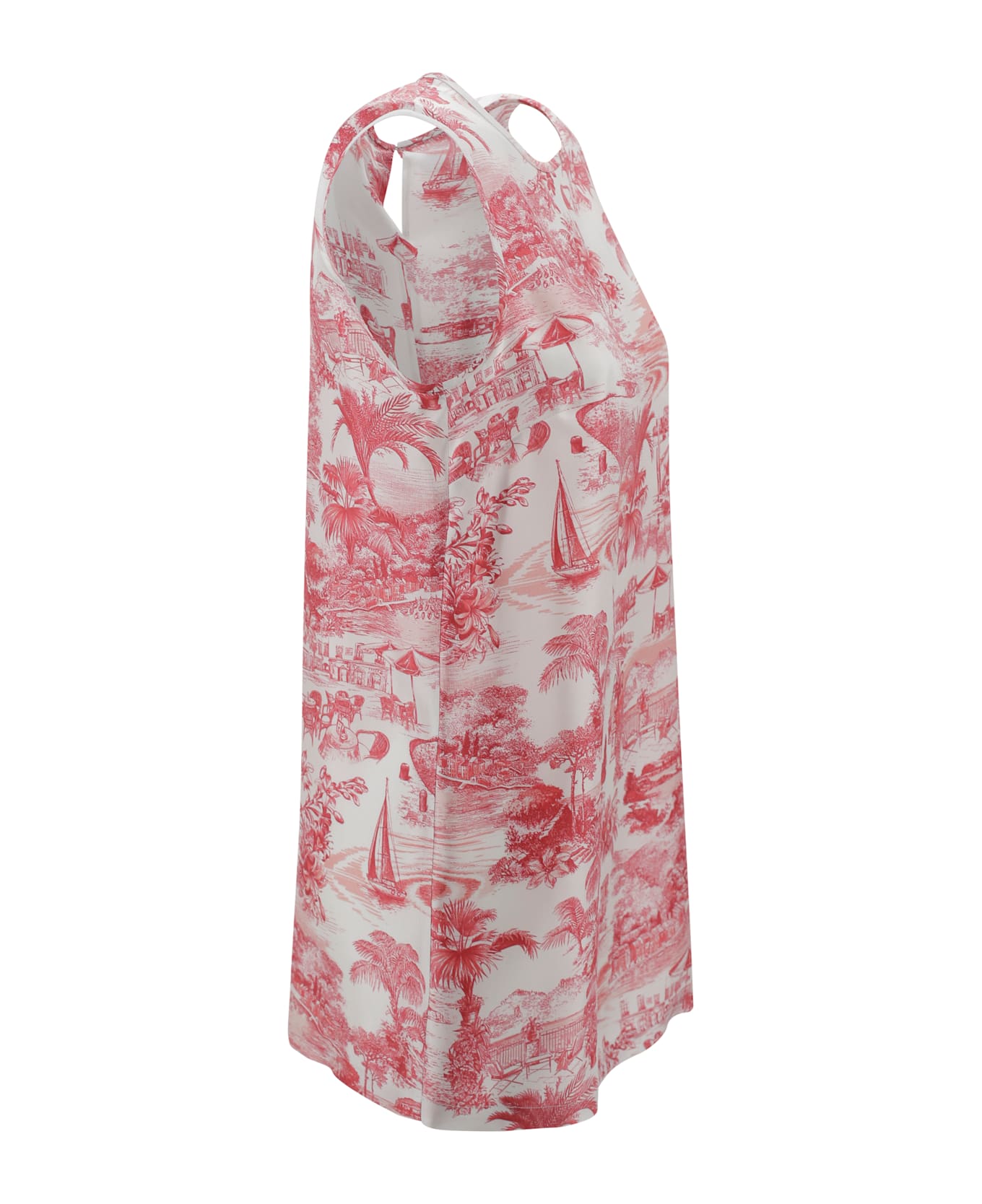 Max Mara Studio Printed Silk Blouse - Red