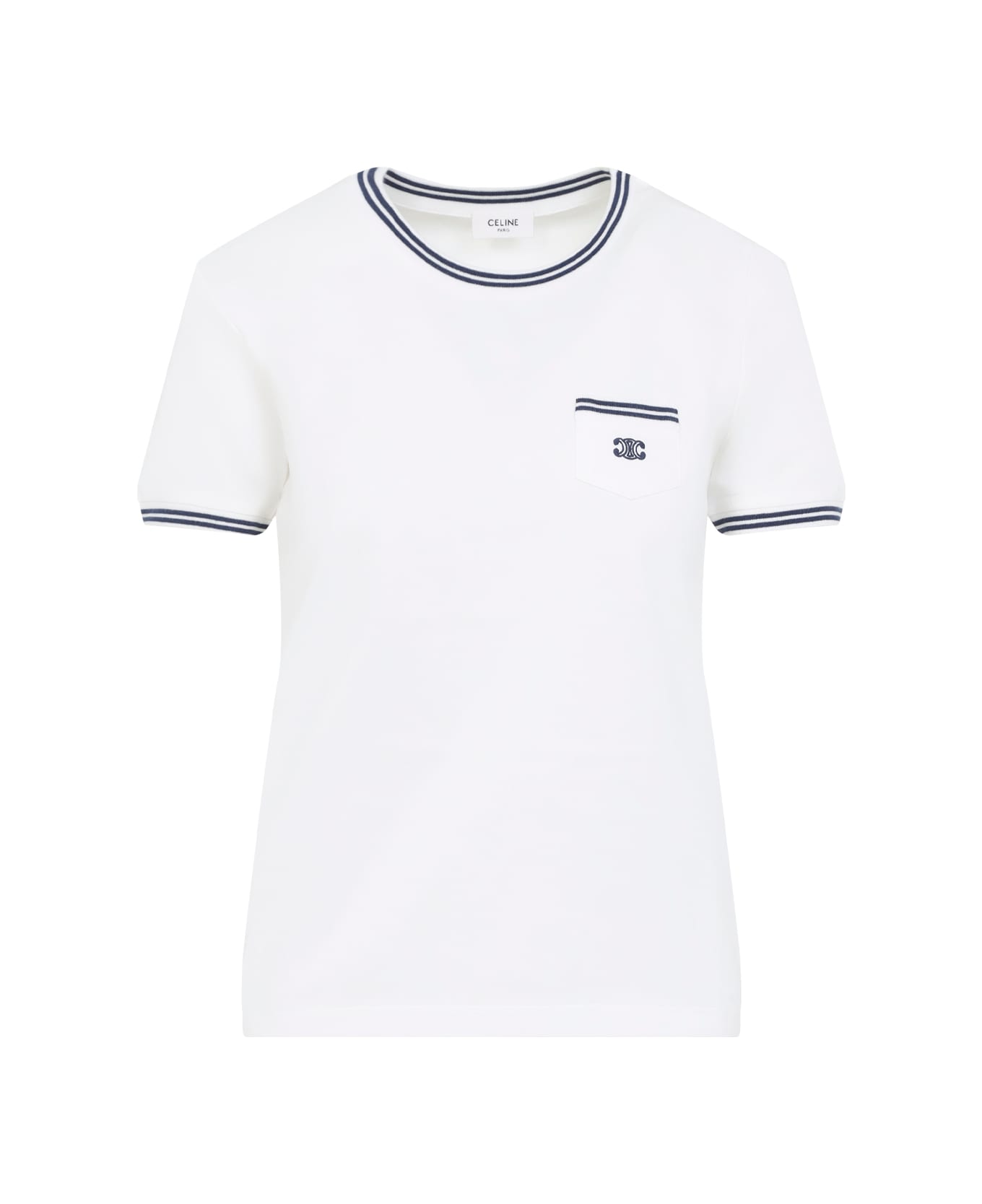 Celine 70s Pocket Triomphe T-shirt - Ma Off White Navy