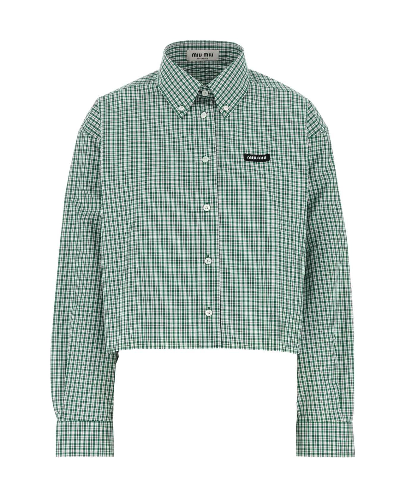 Miu Miu Embroidered Cotton Shirt - SMERALDOBIANCO
