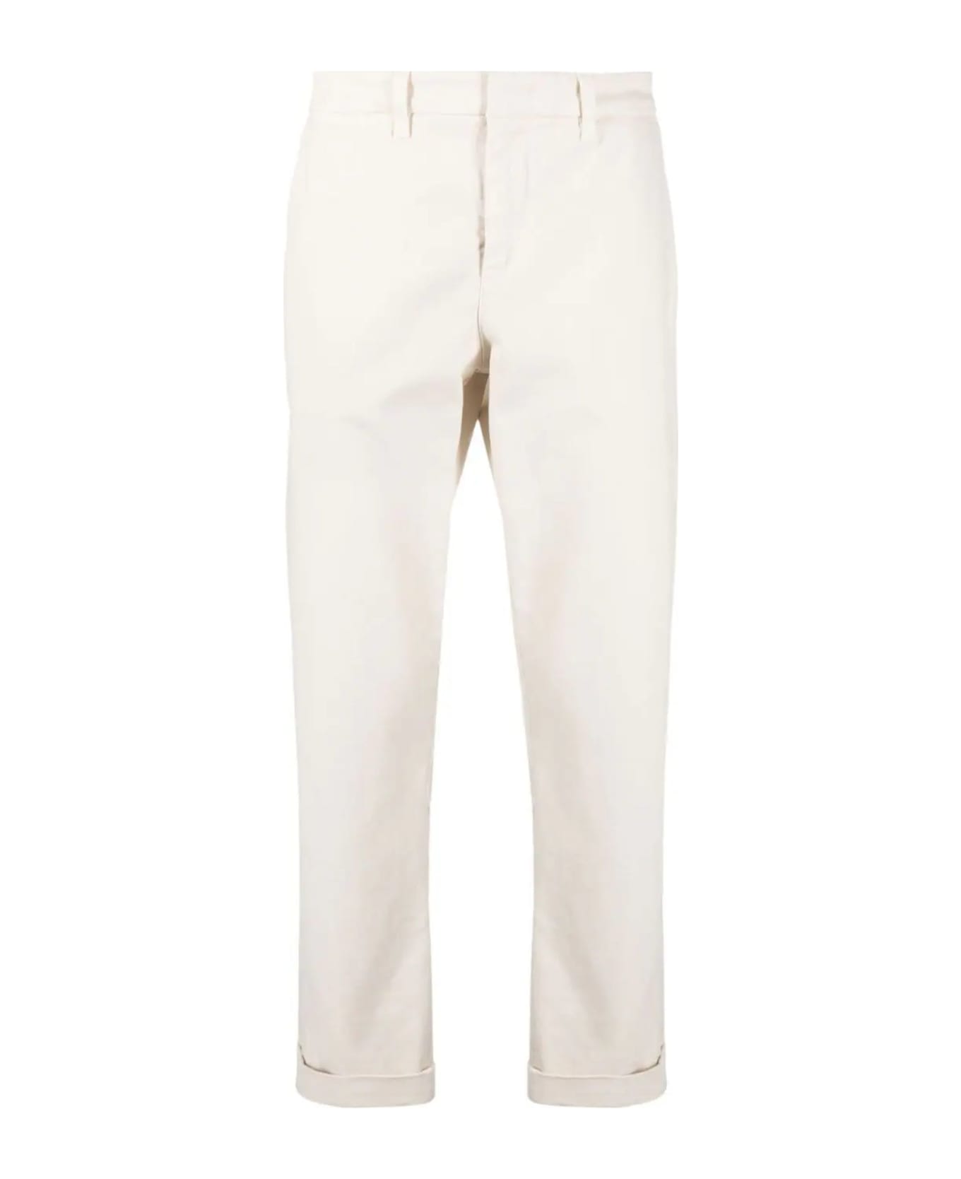 Fay Beige Stretch Cotton Capri Trousers - WHITE