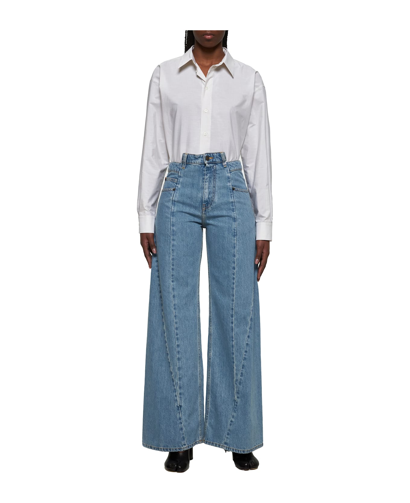 MM6 Maison Margiela Poplin Shirt - Pinstripes white/beige