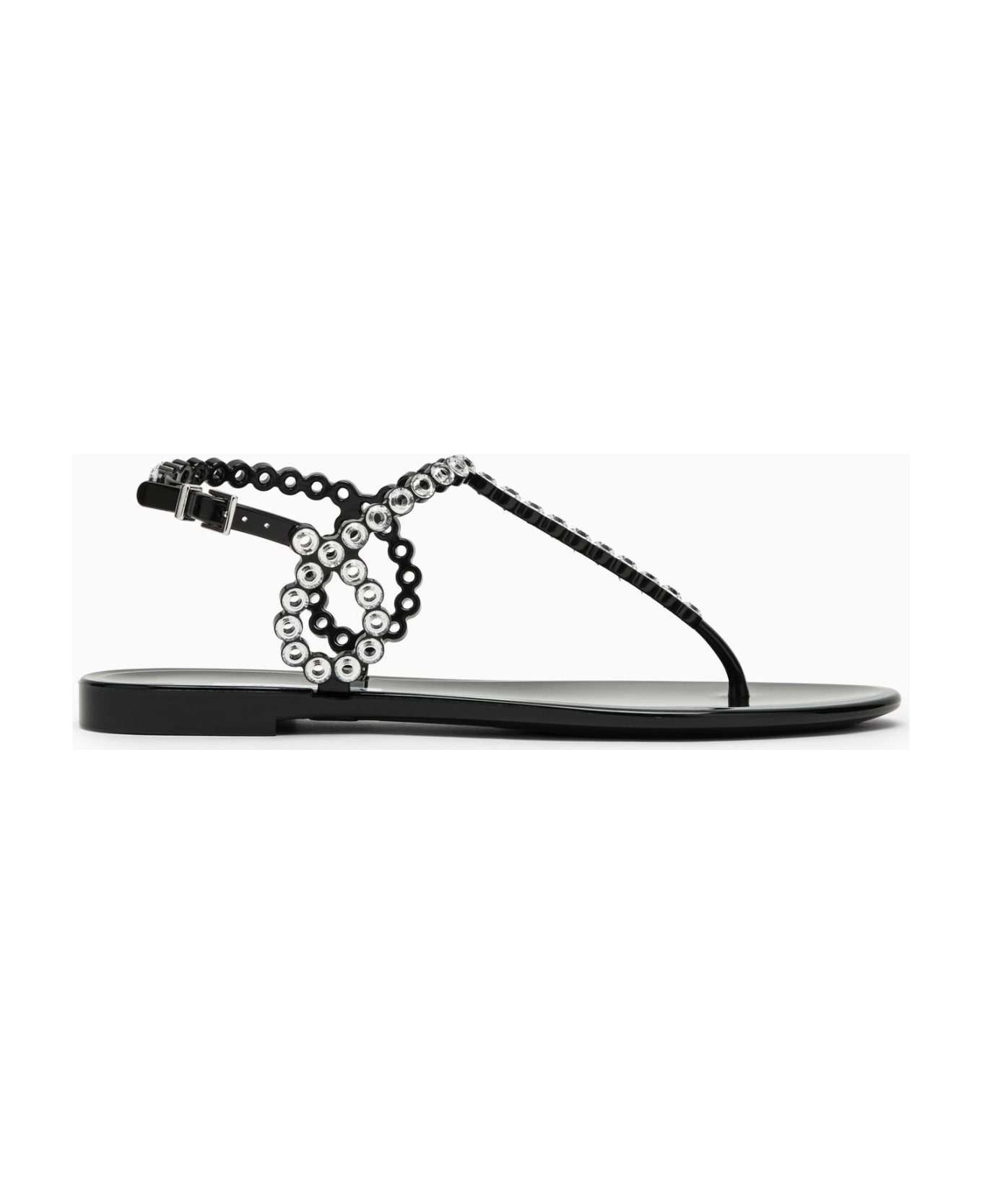Aquazzura Almost Bare Black Sandal With Crystals - Nero サンダル