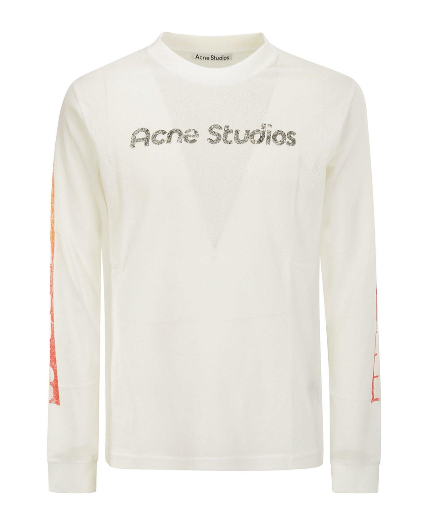 Acne Studios Logo Printed Long Sleeved T-shirt - WHITE