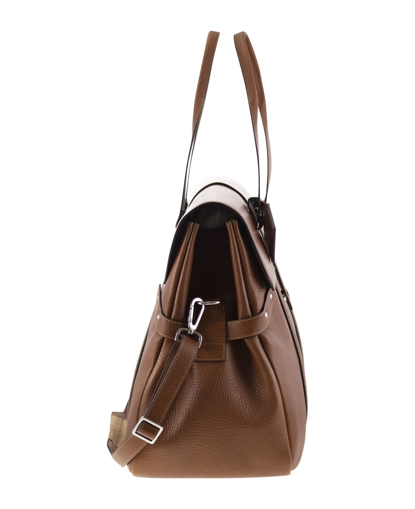 Brunello Cucinelli Country Weekender Bag In Calfskin With Grain - Cognac