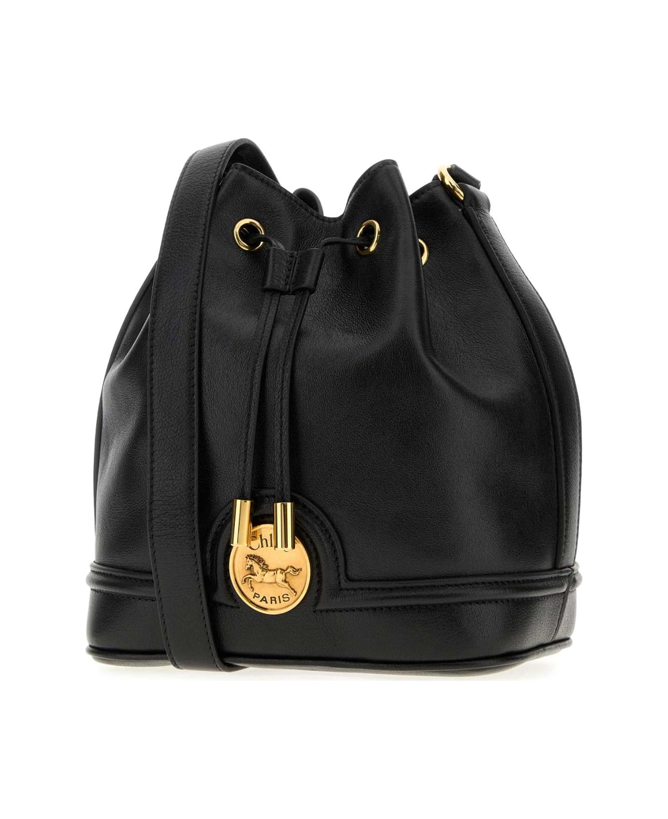Chloé Black Leather Bucket Bag - BLACK