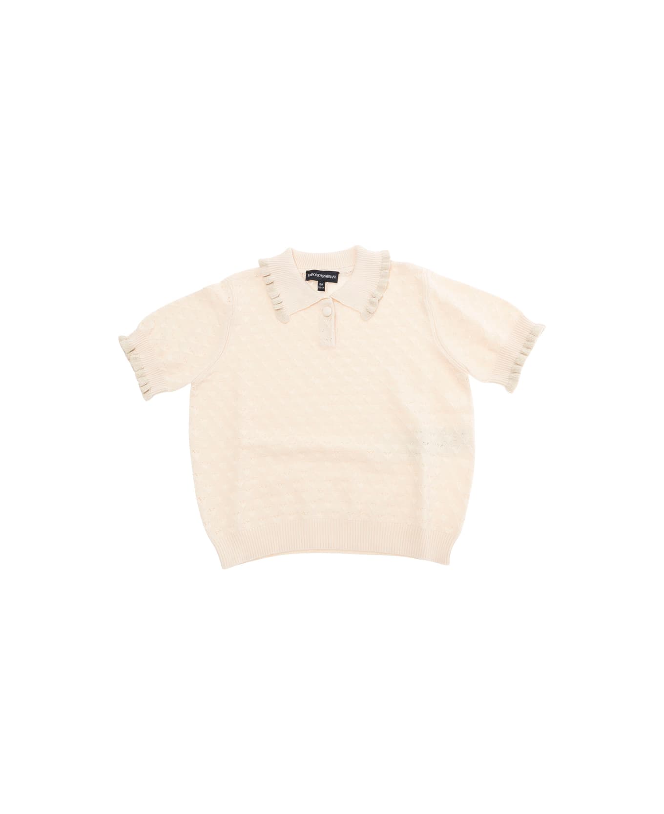 Emporio Armani Beige T-shirt With Spread Collar In Cotton Girl - Beige