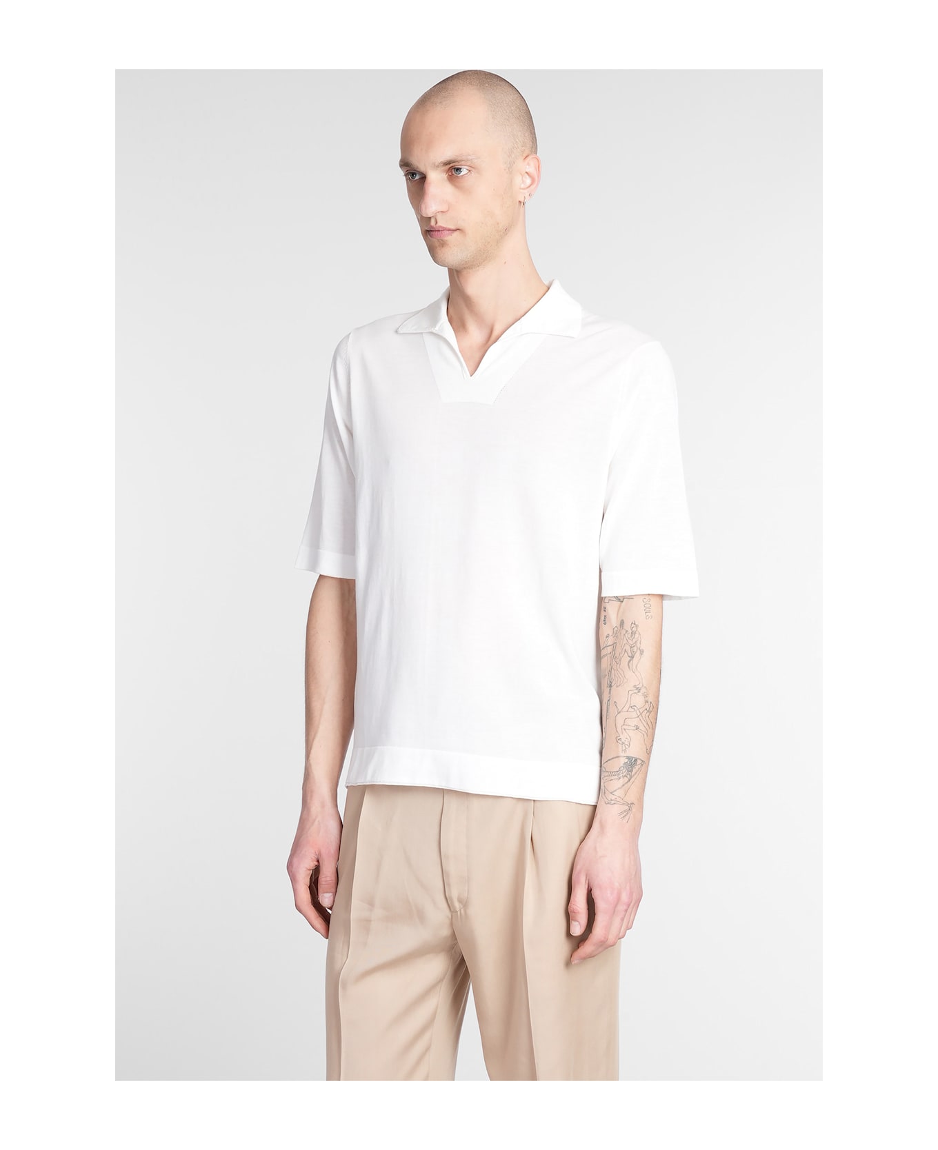 Ballantyne Polo In White Cotton - white