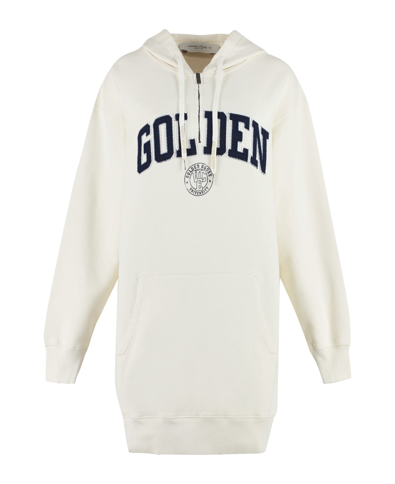 Golden Goose Geneve Logo Print Cotton Sweatdress - panna