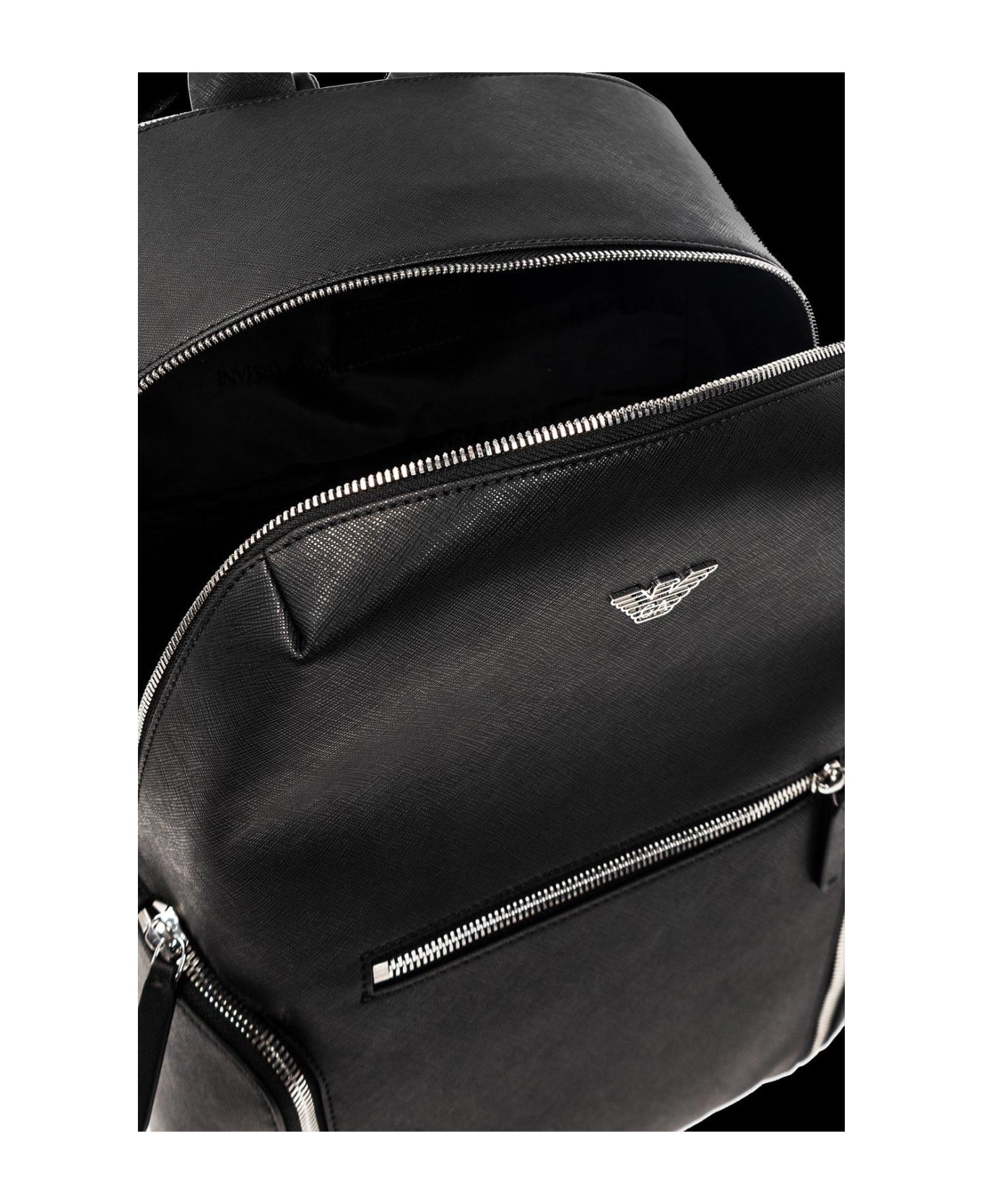 Giorgio Armani Logo Plaque Zipped Backpack Giorgio Armani - BLACK