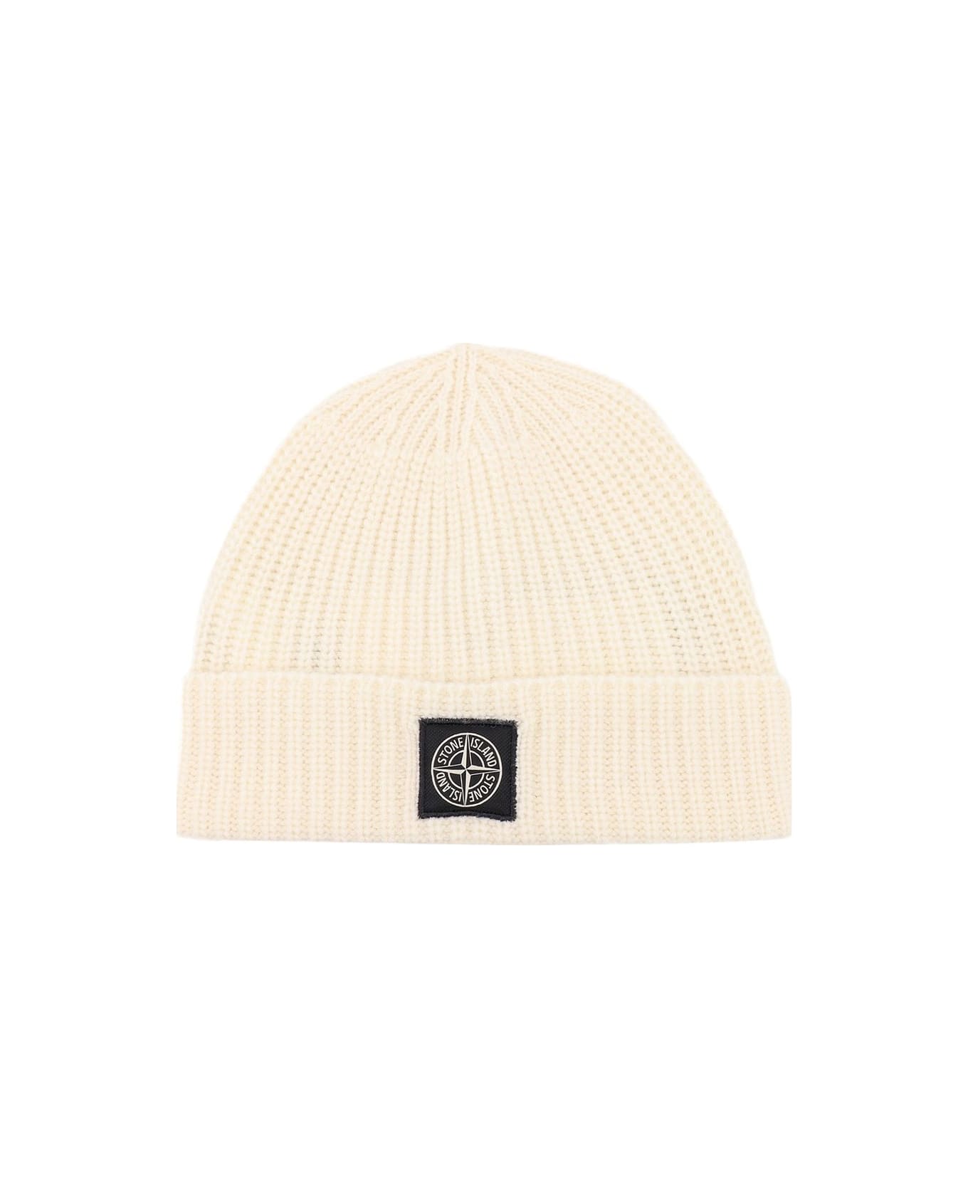 Stone Island Logo-patch Beanie - White