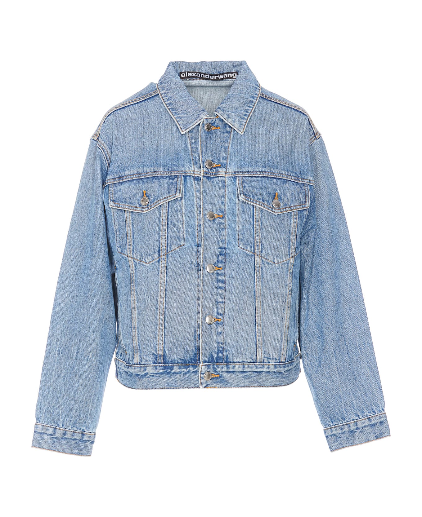 Alexander Wang Embossed Logo Trucker Denim Jacket - Blue