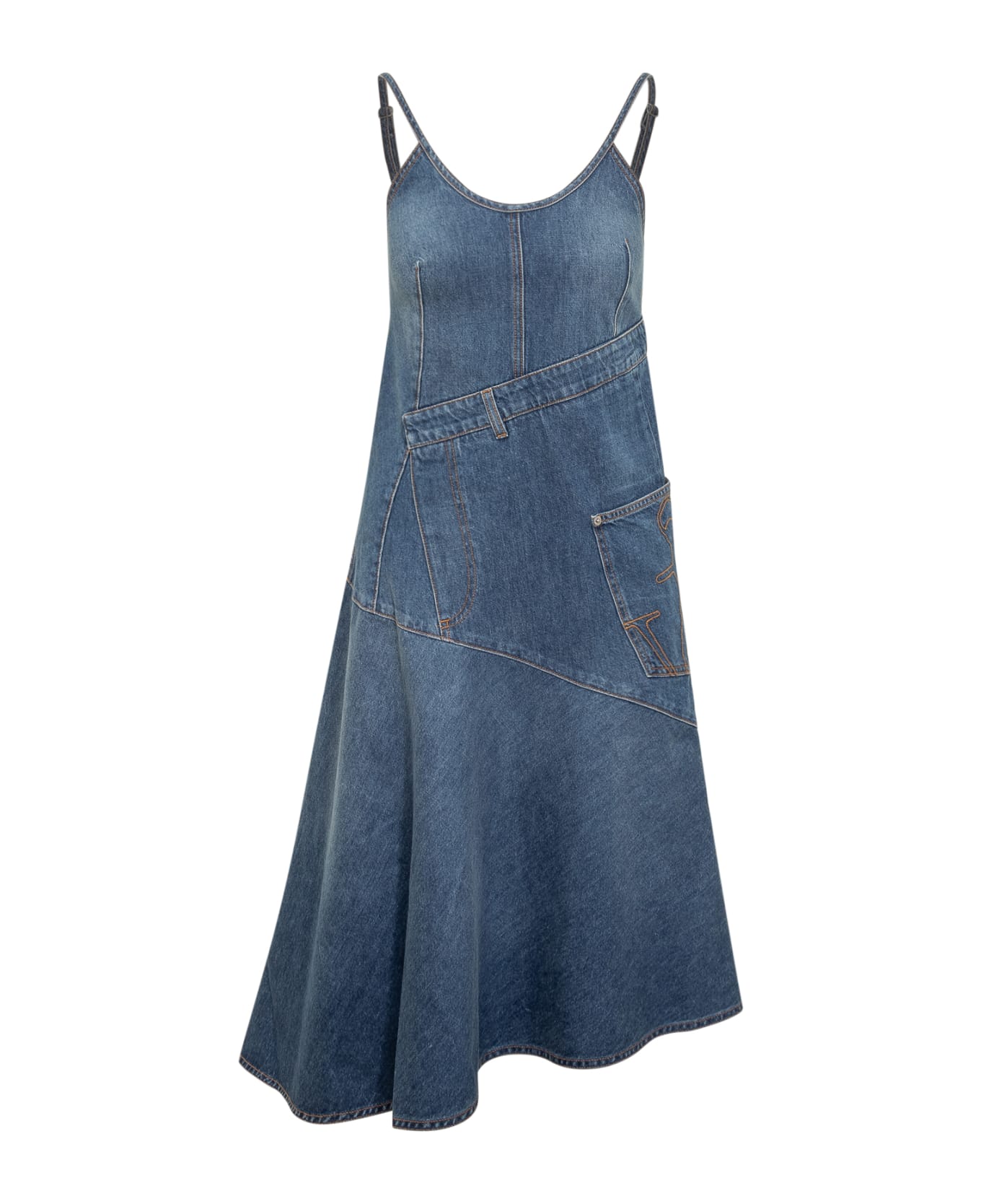J.W. Anderson Twisted Strappy Denim Dress - LIGHT BLUE