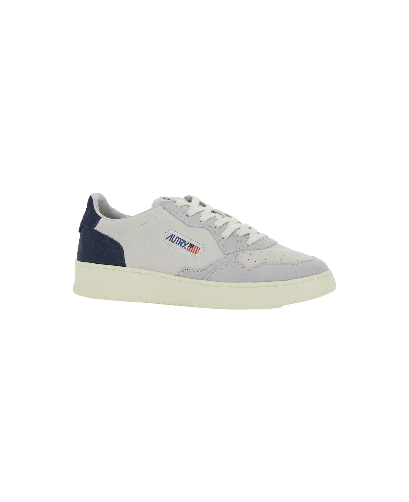 Autry 
medalist Low
 Blue Sneaker With Contrasting Back Patch In Leather And Suede Man - Grey