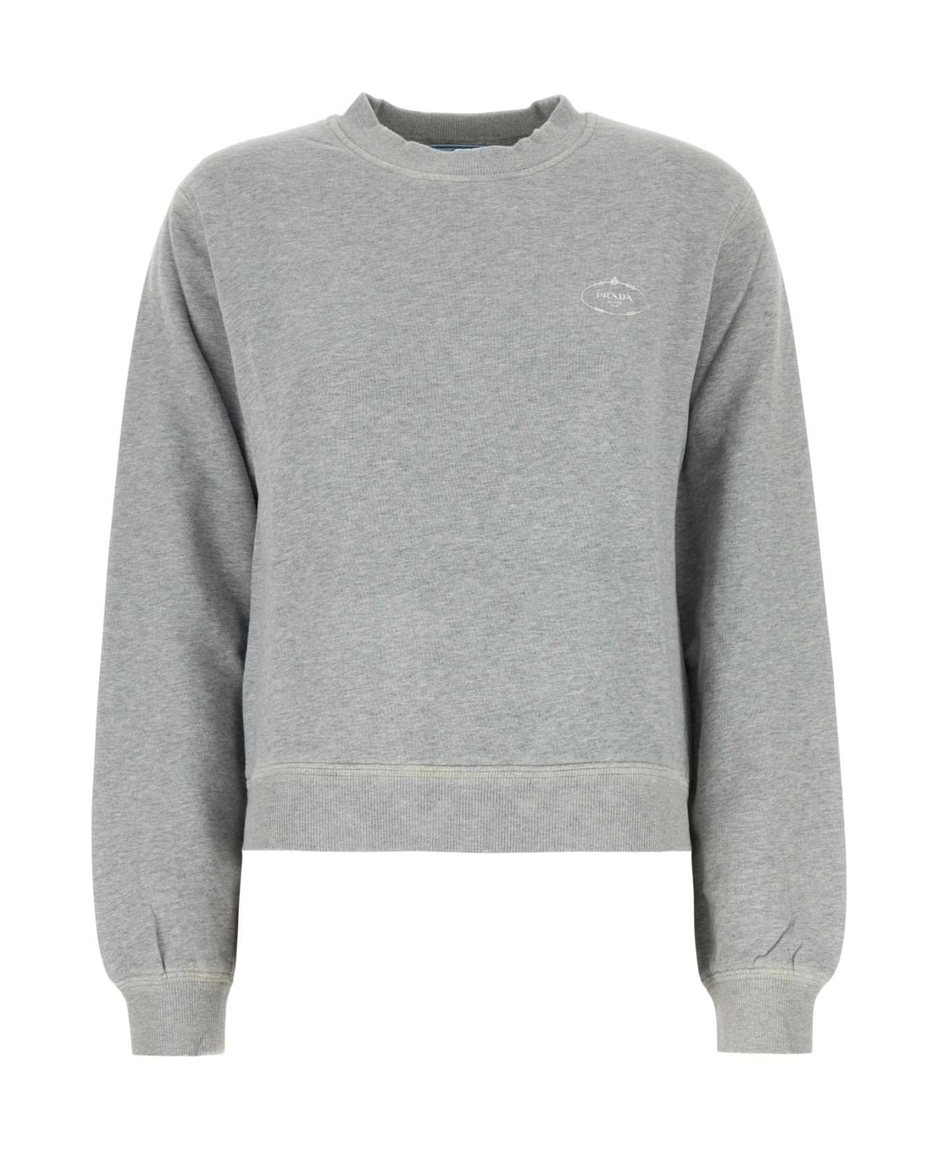 Prada Grey Cotton Sweatshirt - GRIGIO MELANGE