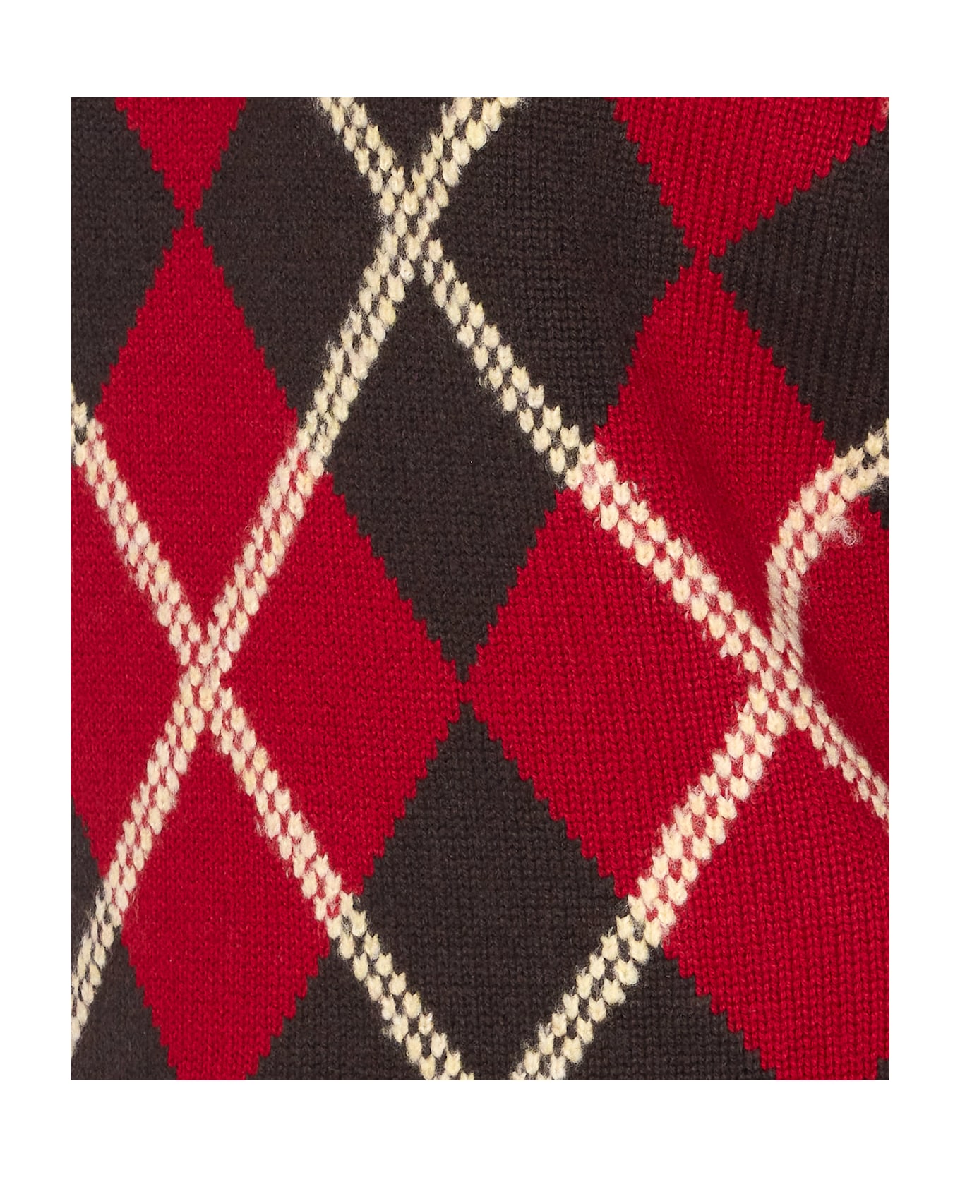 Guest in Residence Argyle Long Sleeves Polo - Red