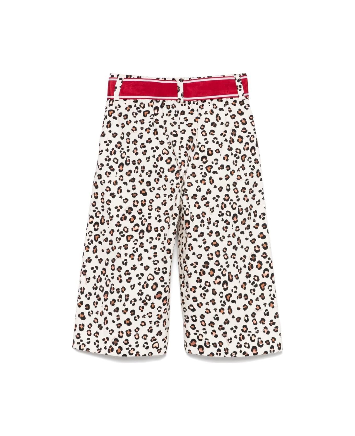 Monnalisa Multicolor Pants With Leopard Print And Front Bow Detail In Cotton Girl - Multicolor
