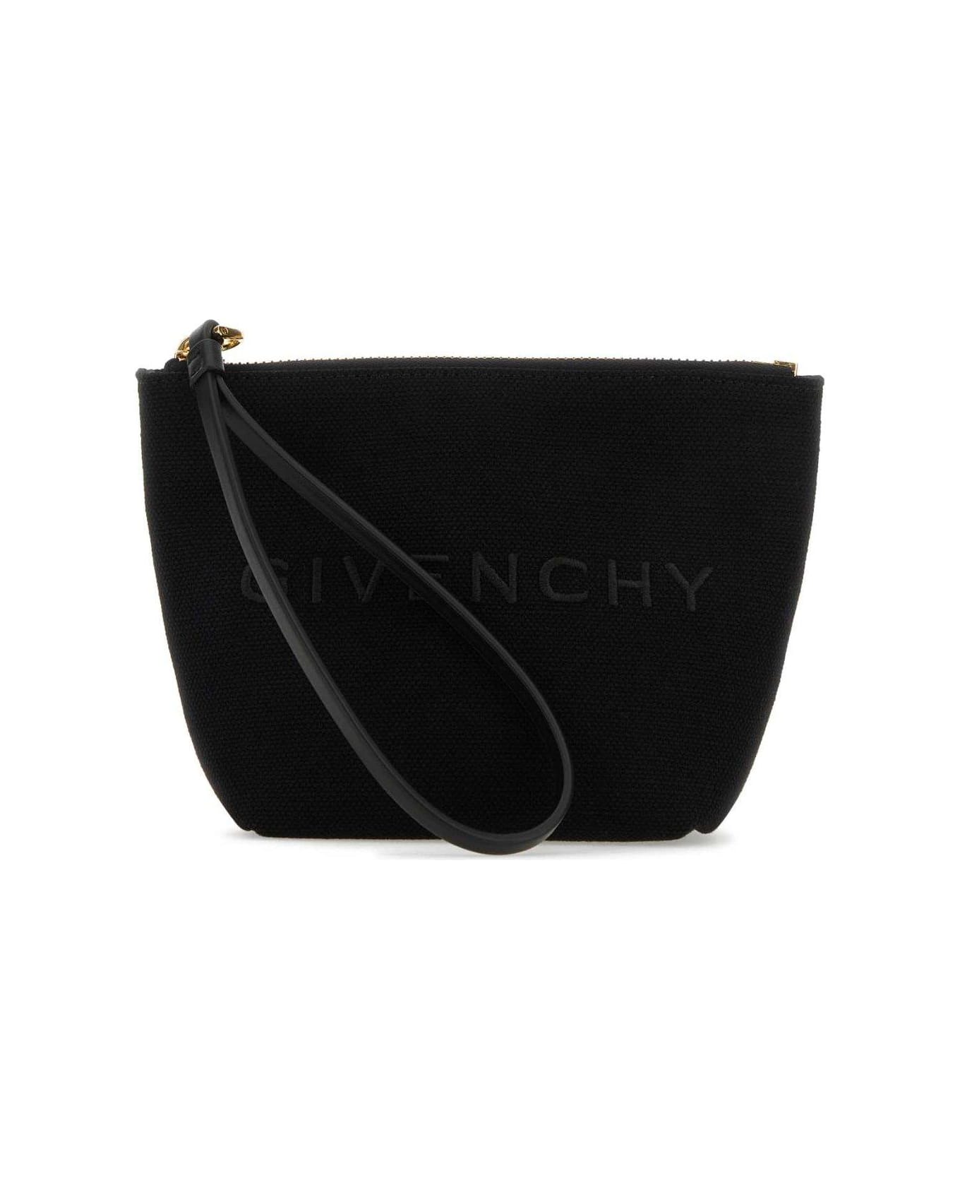 Givenchy Logo Printed Zipped Clutch Bag - Black トートバッグ