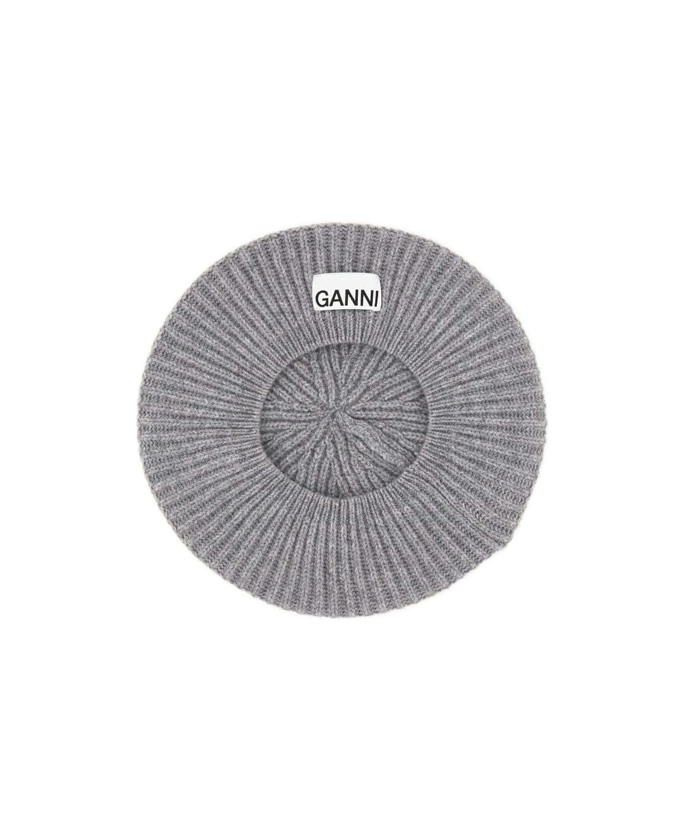 Ganni Ribbed Knit Beanie - PALOMA MELANGE