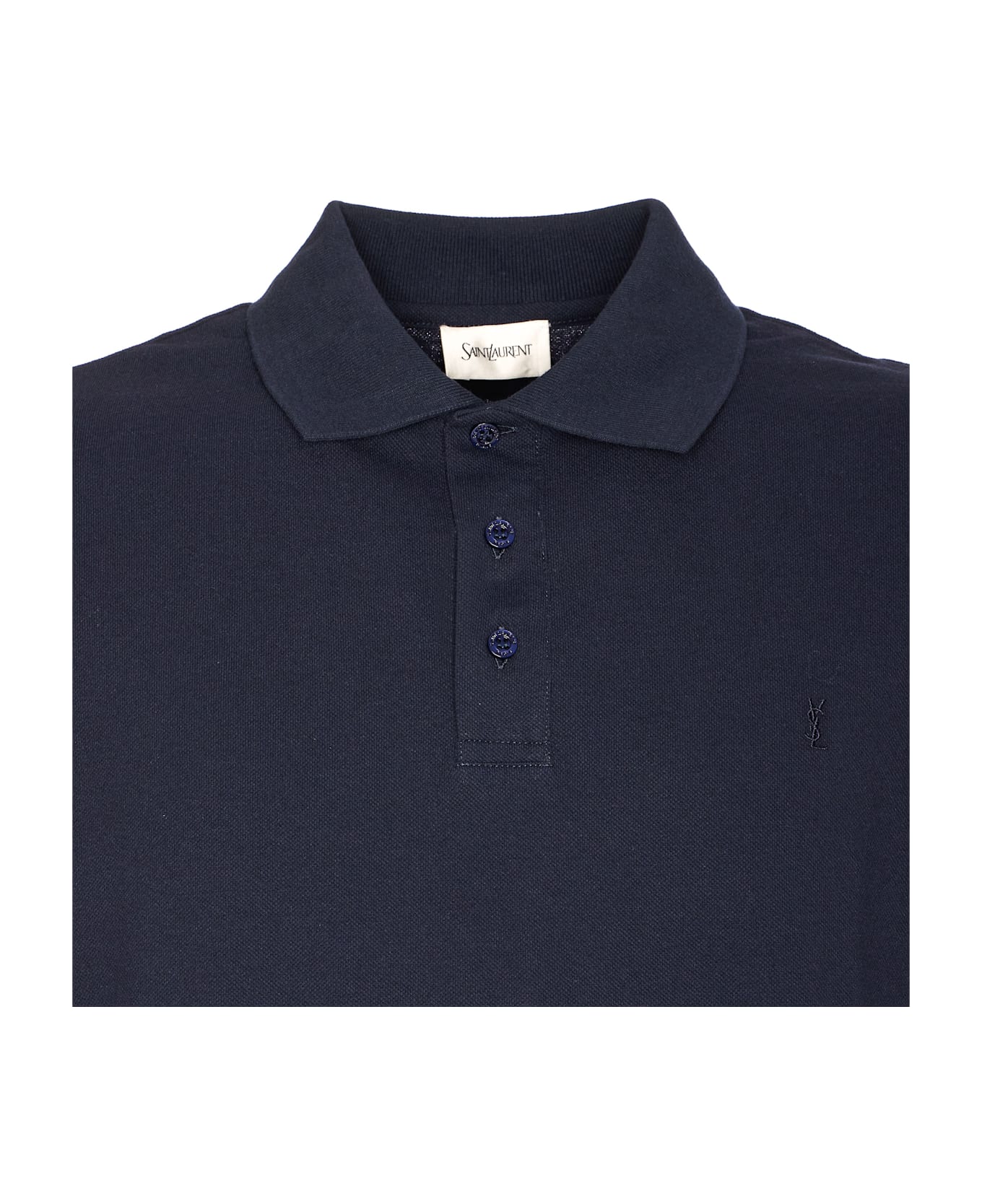 Saint Laurent Cassandre Polo Shirt In Pique' - MARINE