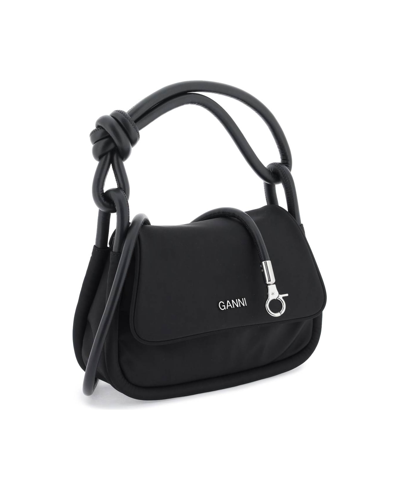 Ganni Knot Flap Over Shoulder Bag - Black
