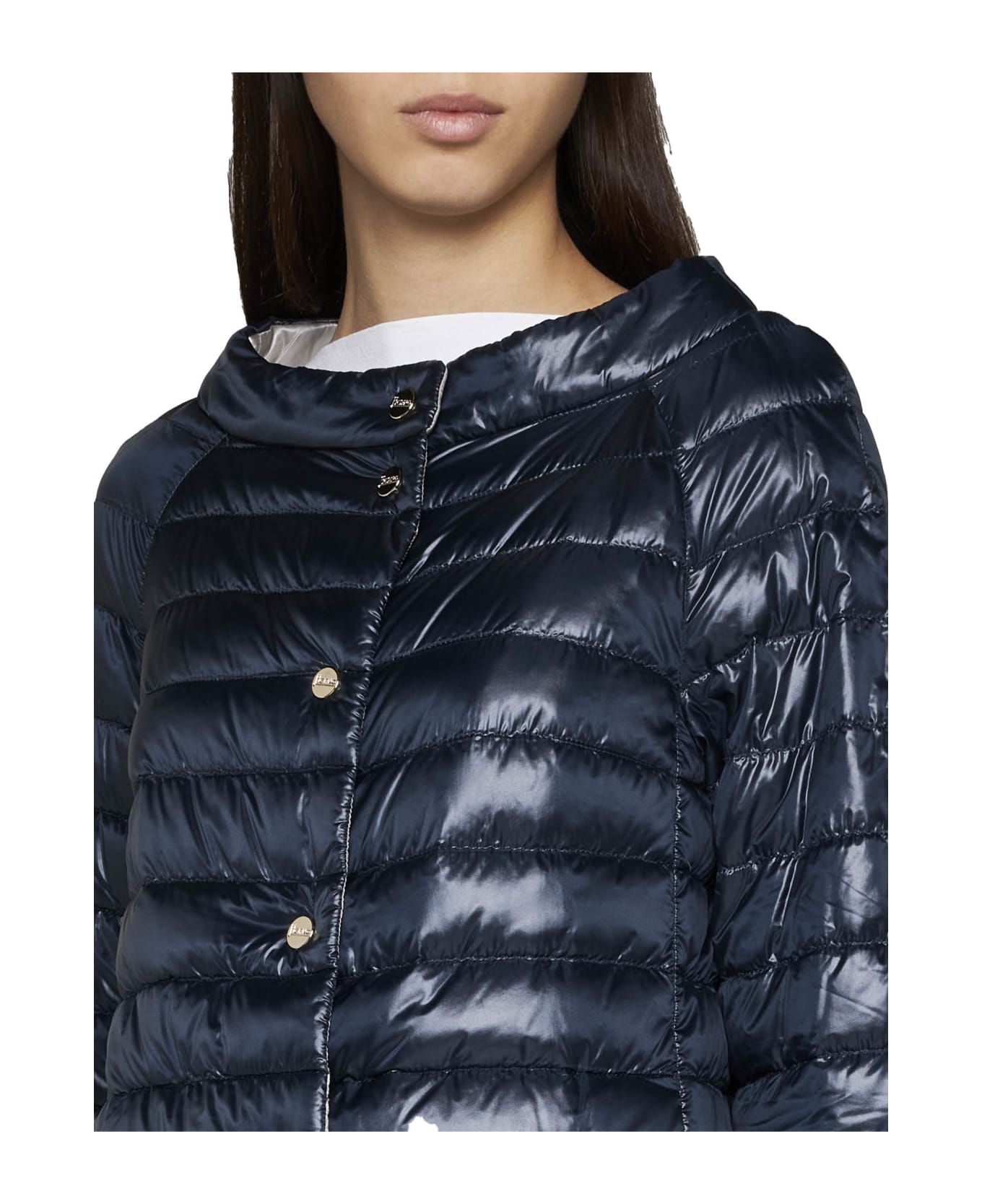 Herno Quilted Nylon Reversible Down Jacket - Blu grey