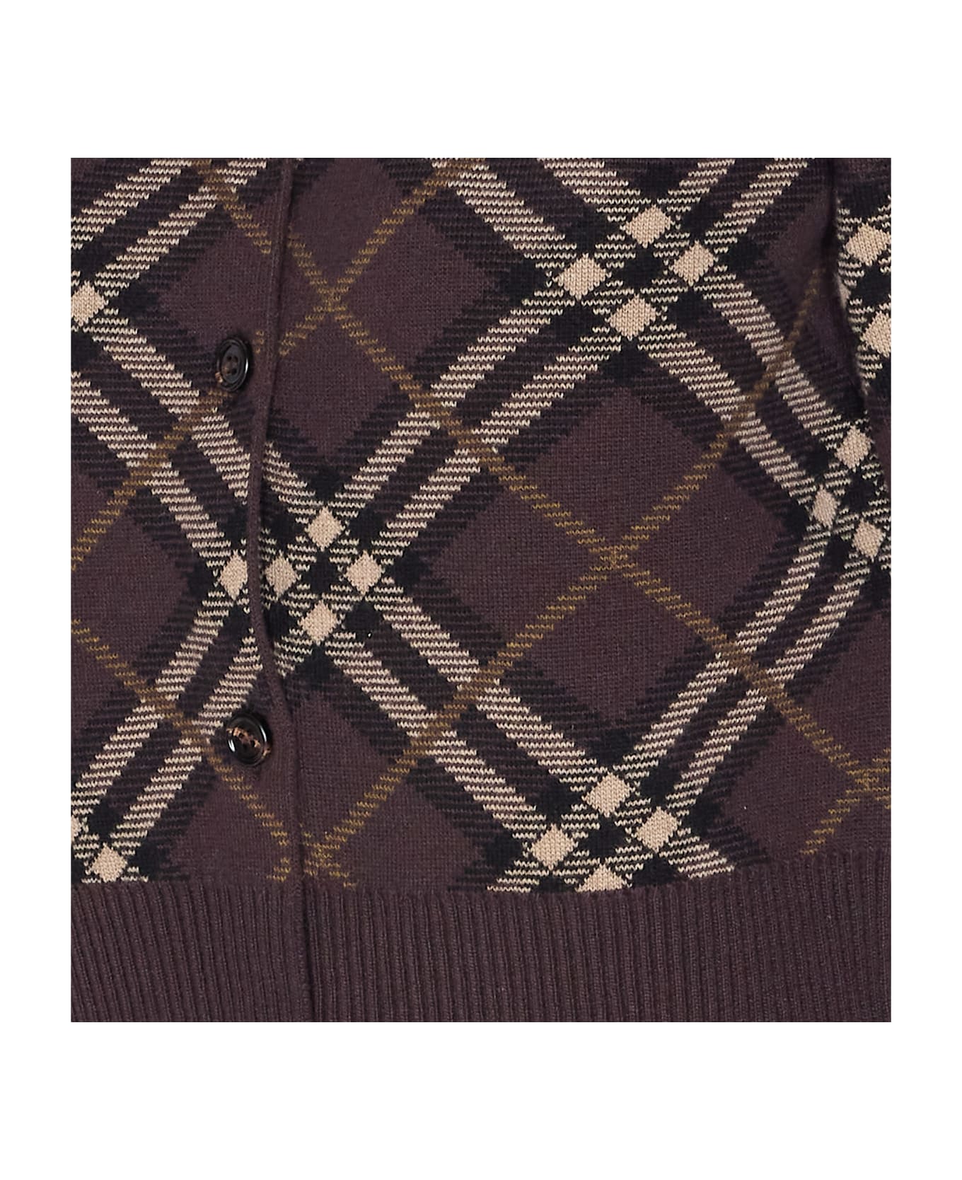 Burberry Check Cardigan - Brown