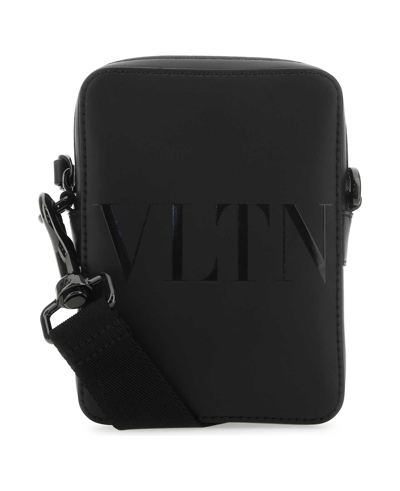 Valentino Garavani Black Leather Vltn Crossbody Bag - NERO