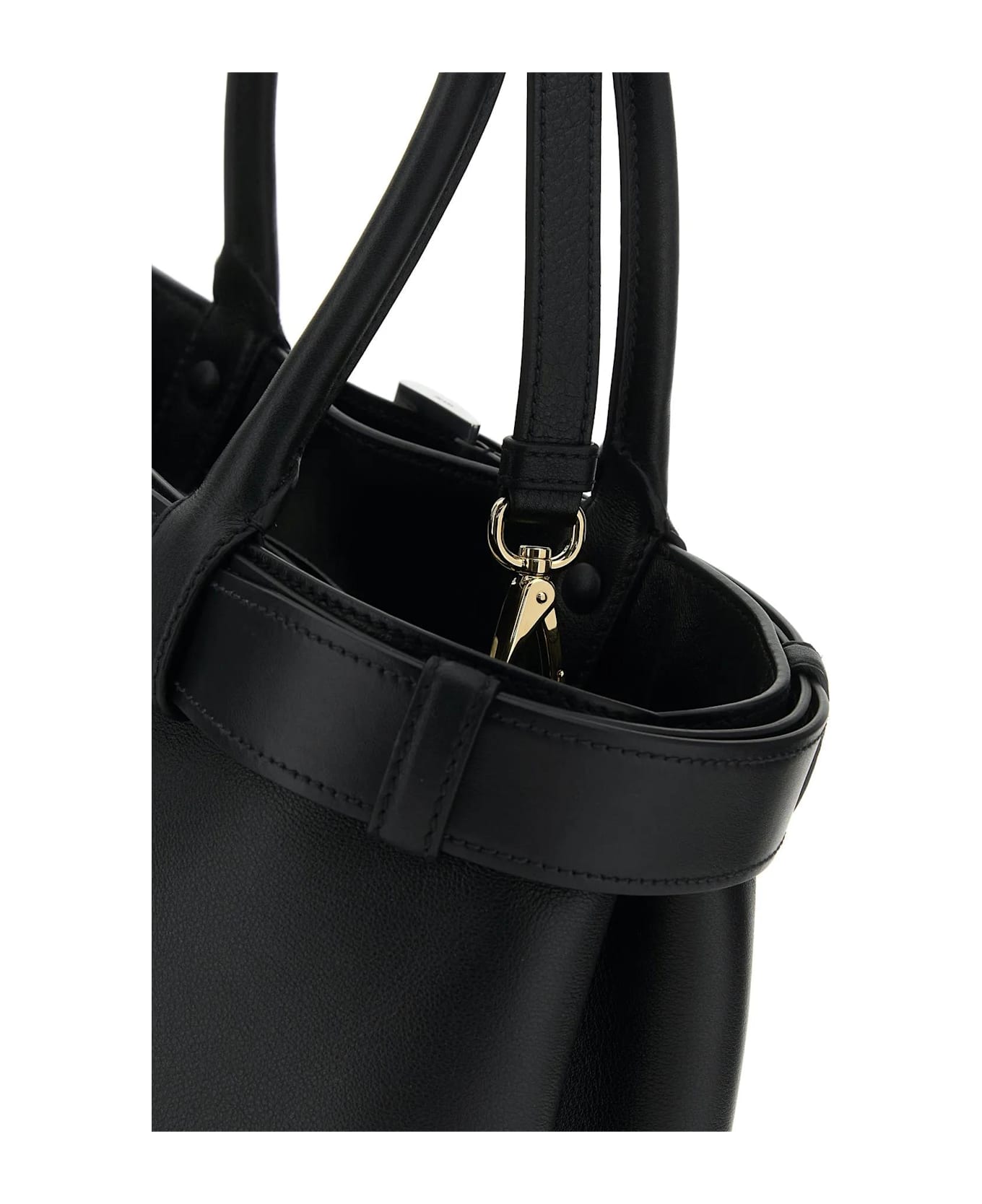 Prada Black Leather Buckle Large Handbag | italist