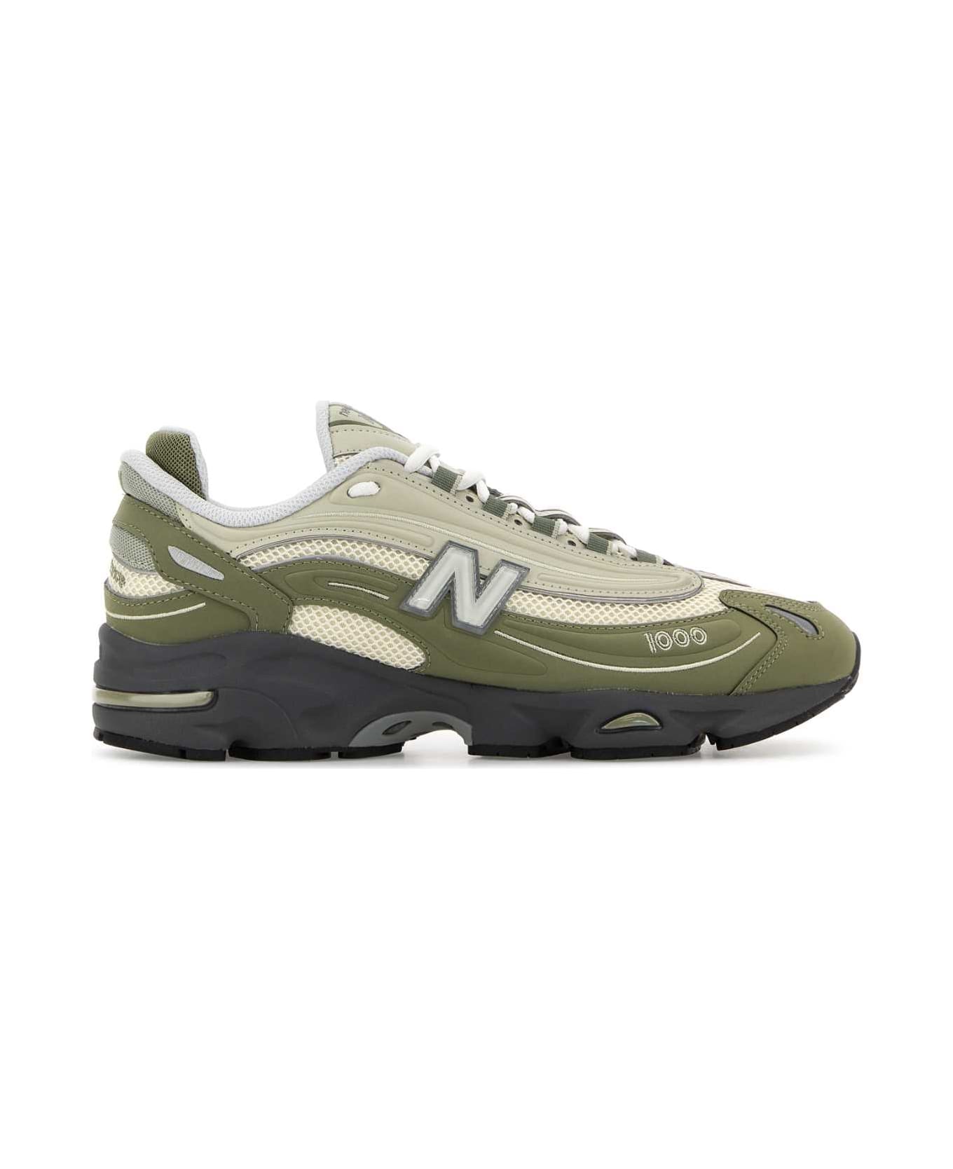 New Balance Multicolor Rubber And Mesh 1000 Sneakers - GREENGREY