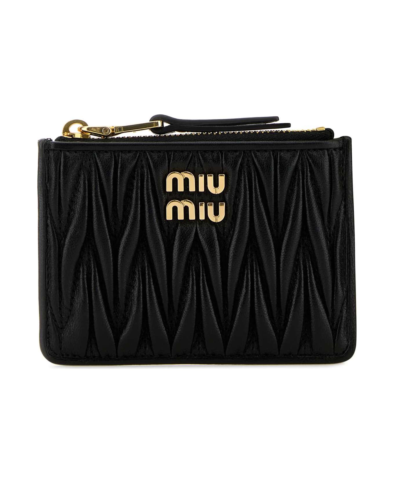 関税・送料込 MIU MIU Black leather ウォレット 送関込 【Miu Miu】 スモール レザーウォレット 財布・小物