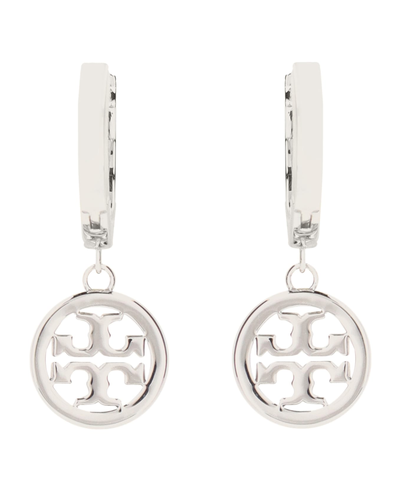 Tory Burch Miller Logo Hoop Earrings - Silver/crystal