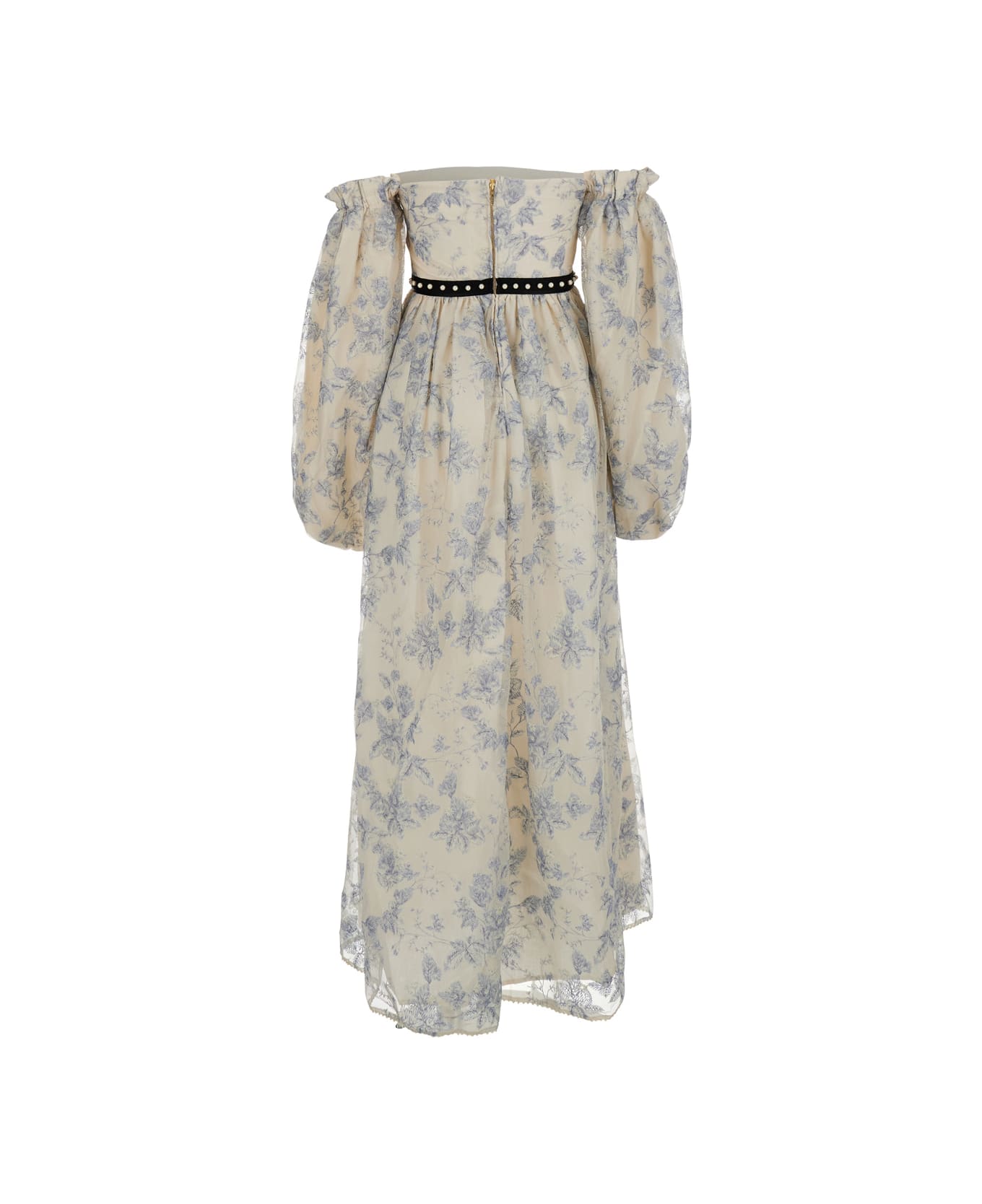 Agua by Agua Bendita 
alheli
 Multicolor Long Dress With Bardot Neckline And All-over Printed Floral Motif In Linen Woman - Multicolor