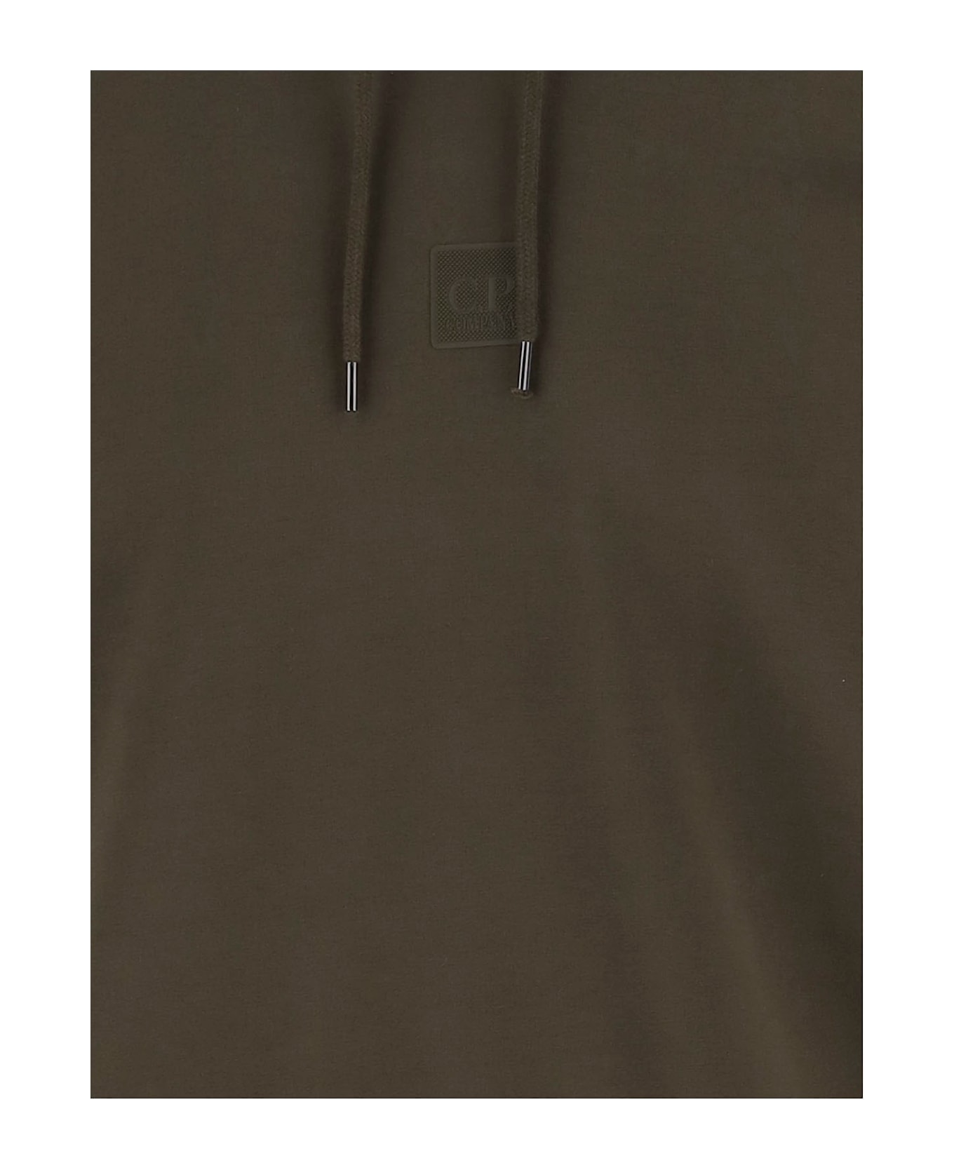 C.P. Company Stretch Cotton Sweatshirt With Logo - VERDE SCURO