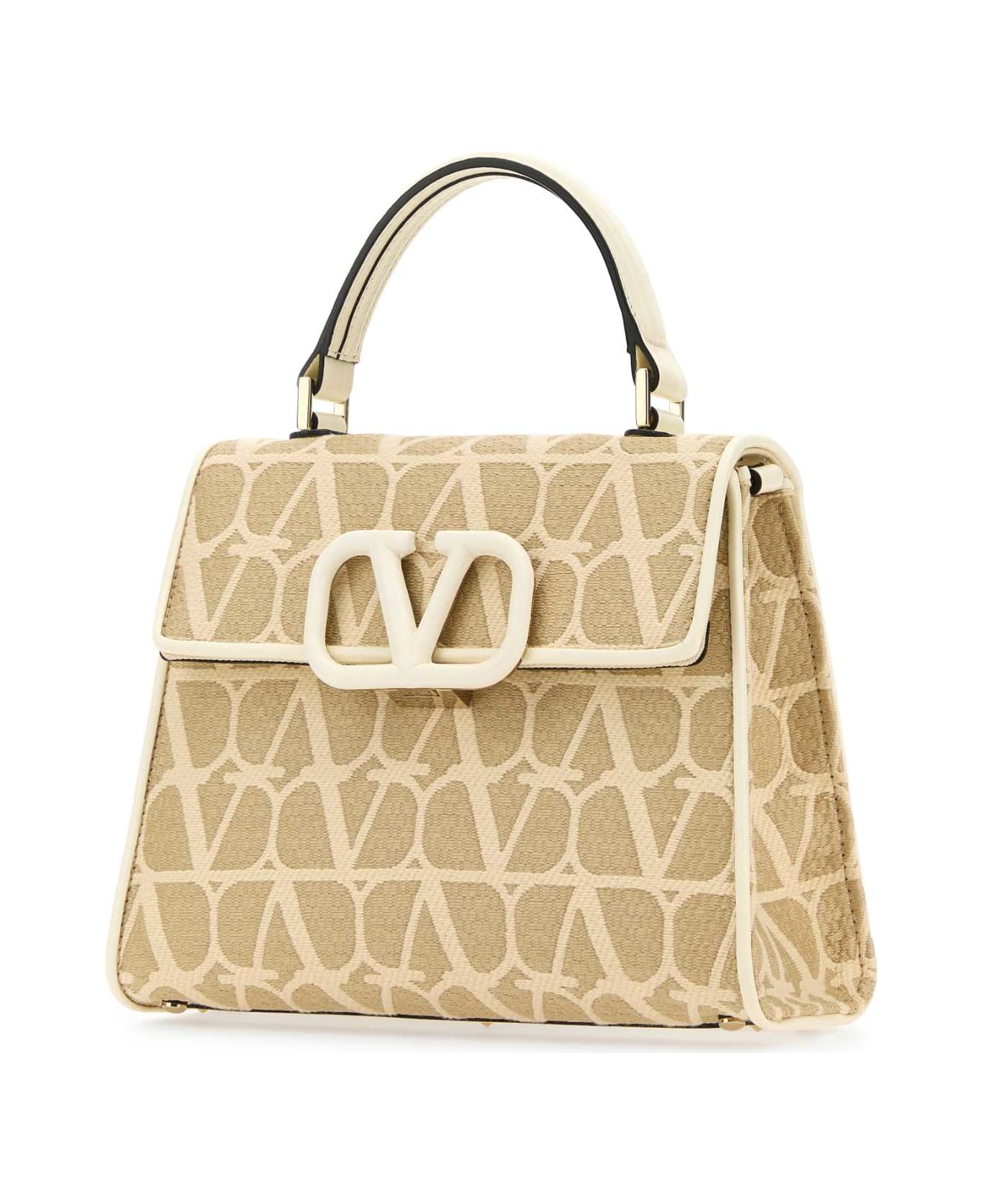 Valentino Garavani Toile Iconographe Vlogo Handbag - NATURALEIVORY