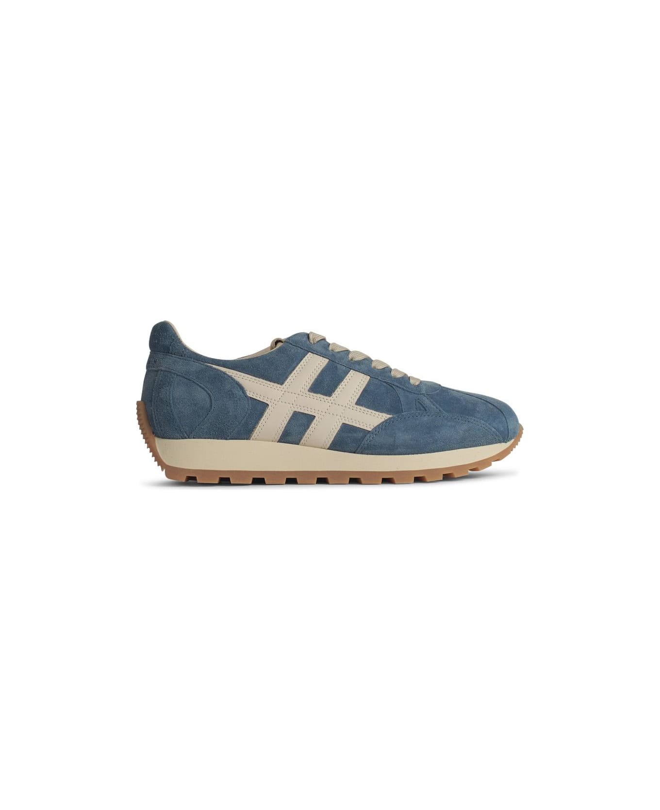Hogan 'h673' Light Blue Leather Sneakers - Gnawed Blue